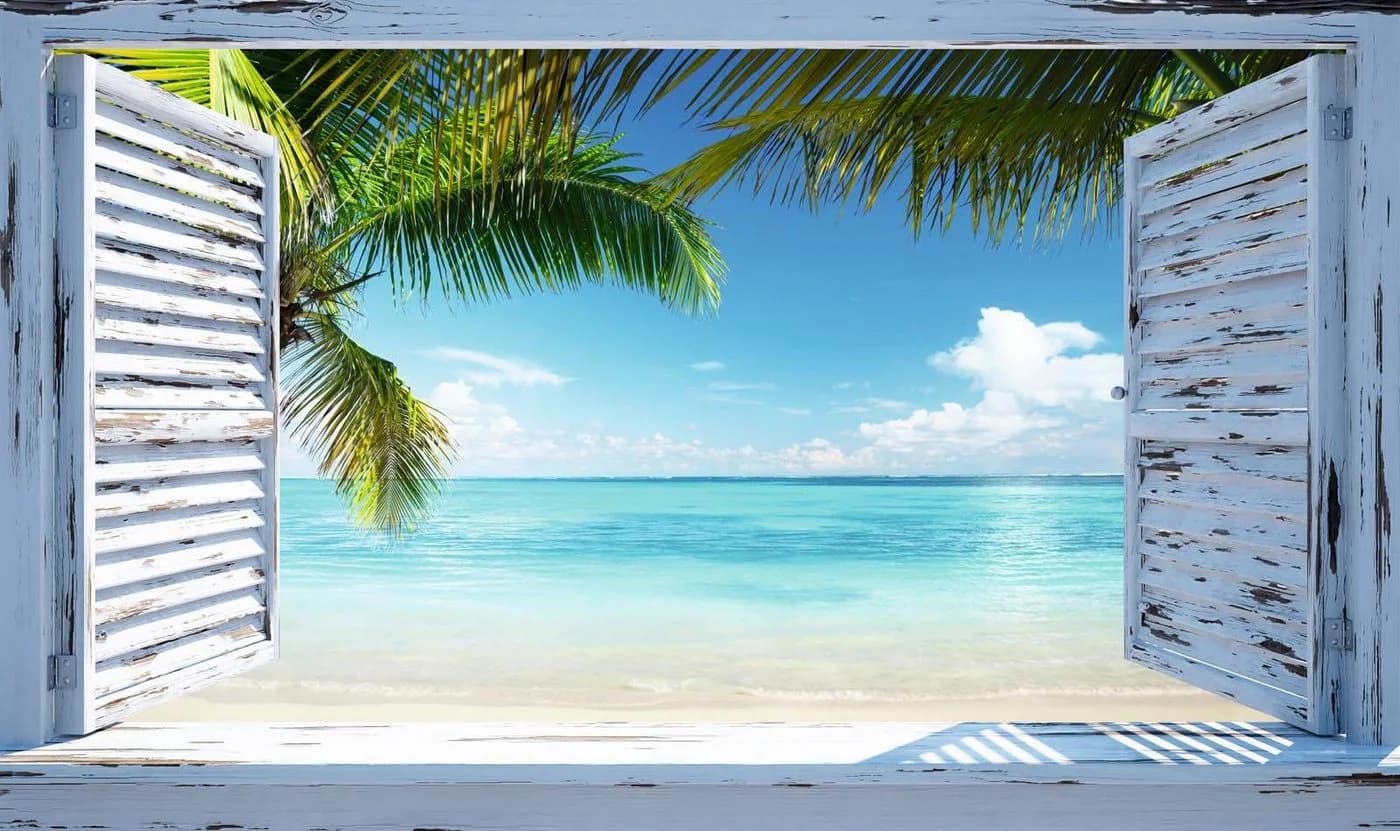 REINDERS Wandbild Strandfenster Blau 118x70 cm