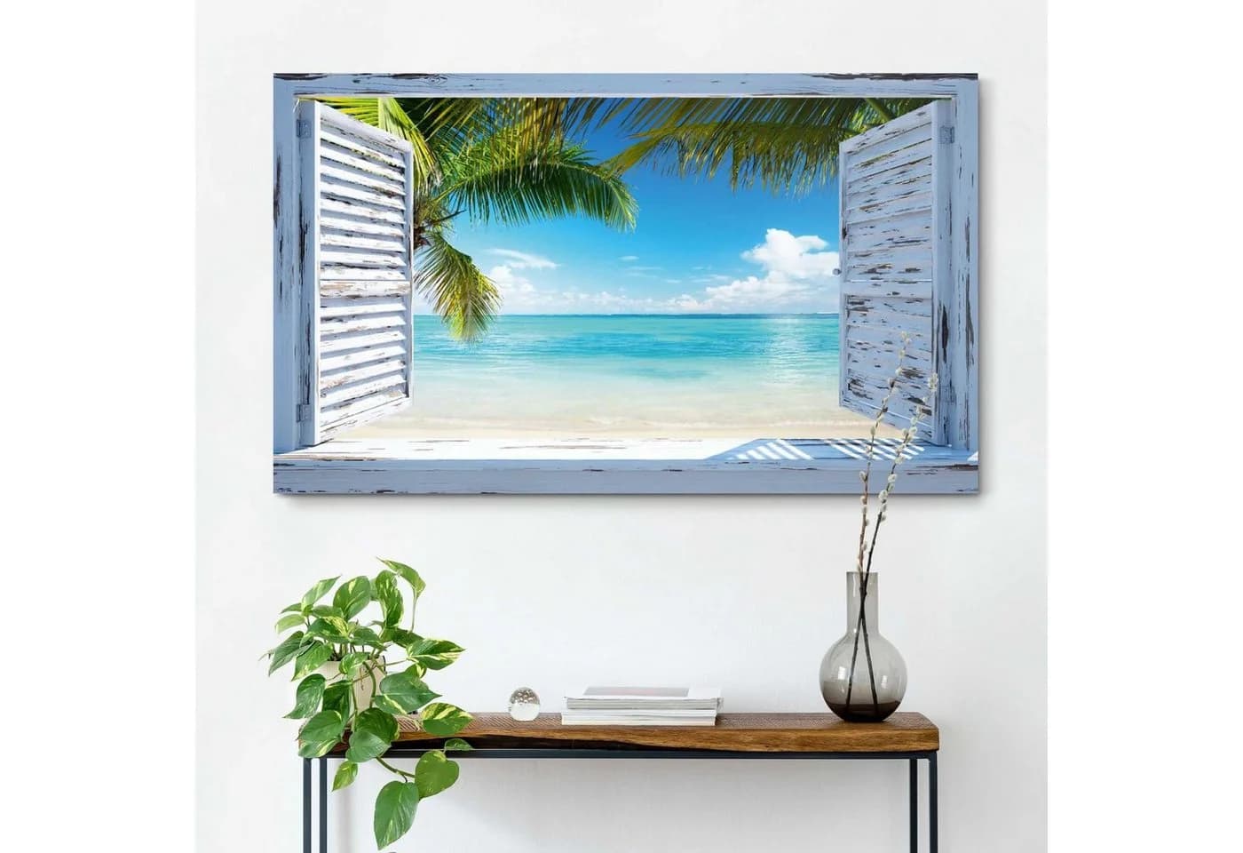 REINDERS Wandbild Strandfenster Blau 118x70 cm - Bild 2