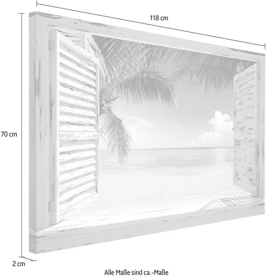 REINDERS Wandbild Strandfenster Blau 118x70 cm - Bild 5