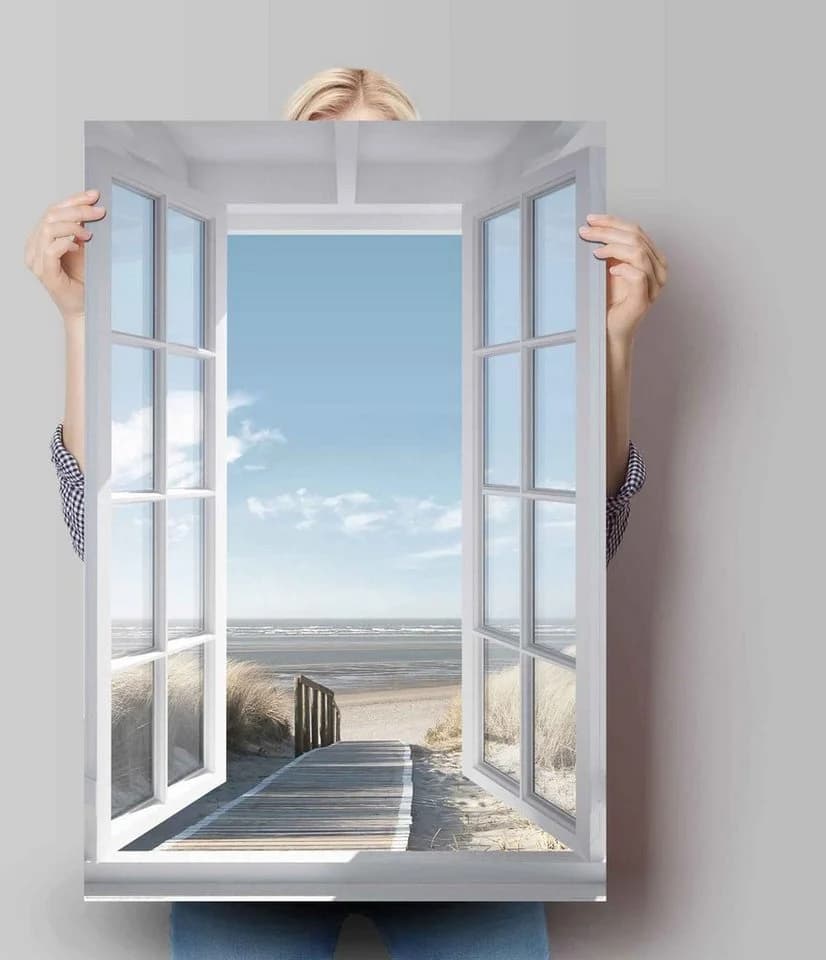 Reinders Poster Fensterblick Nordsee Blau Maxi