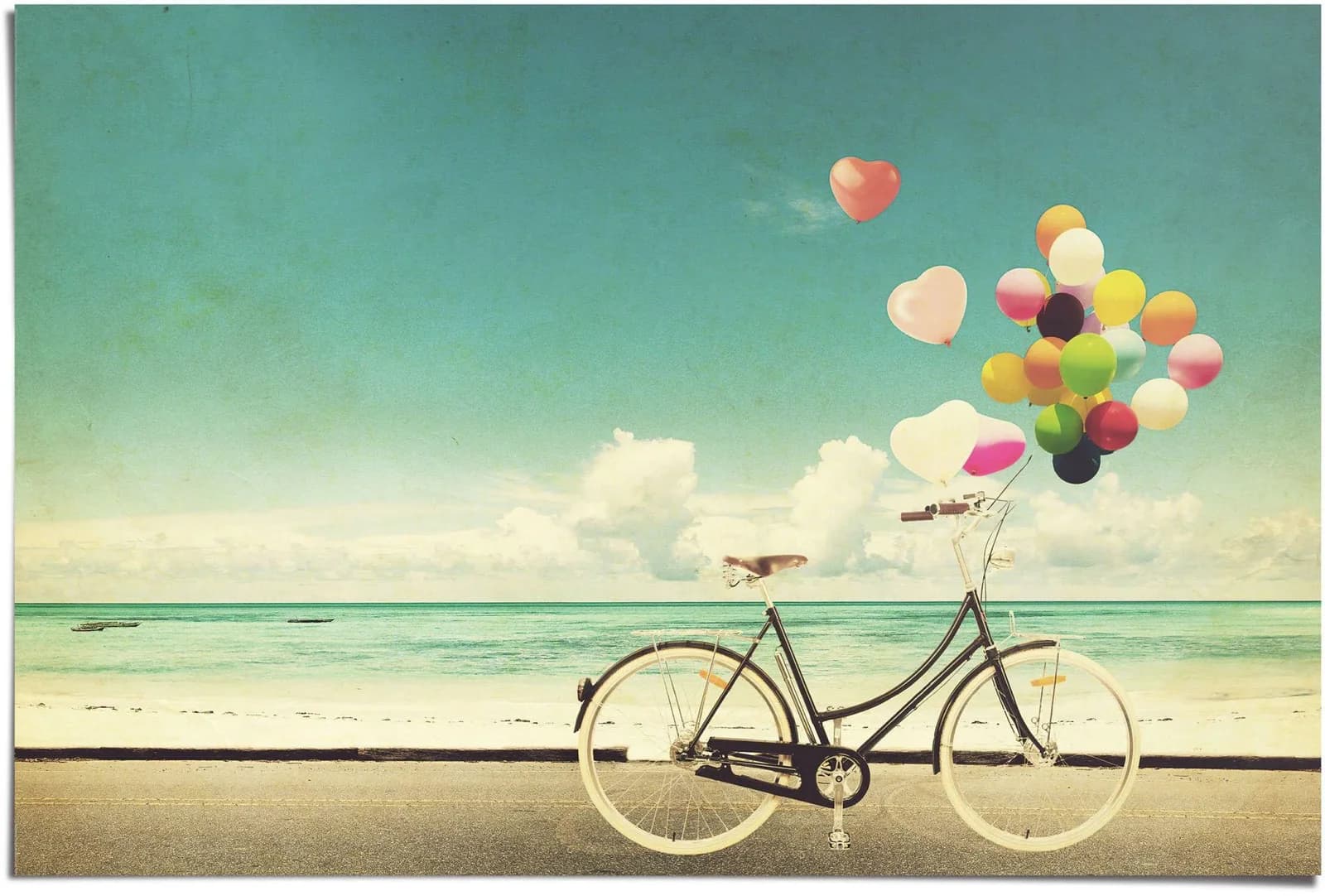 Poster REINDERS Luftballon Fahrrad Blau