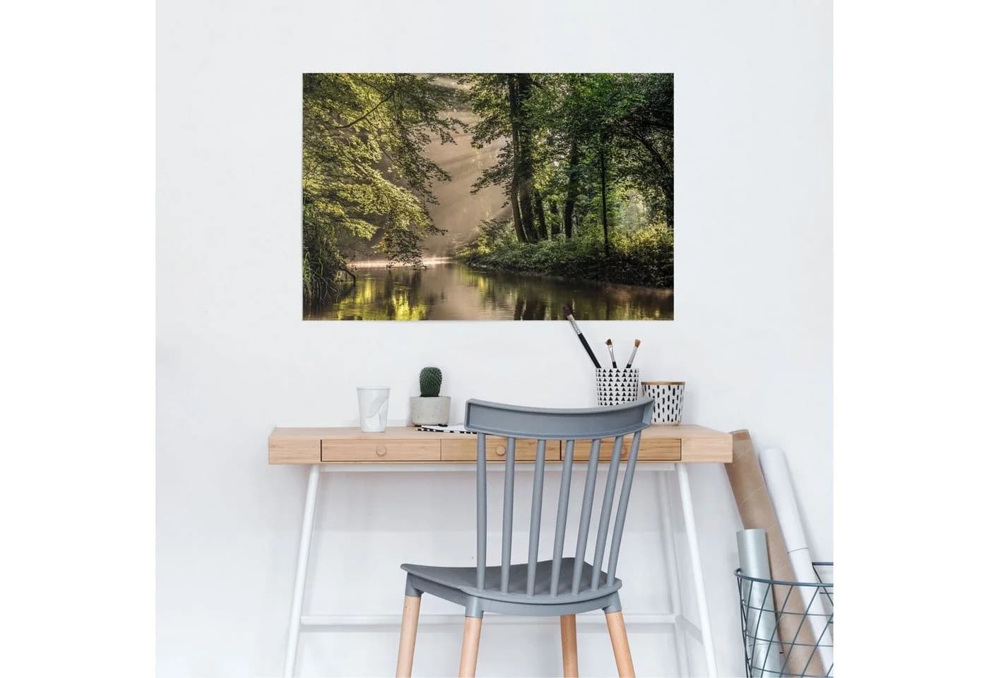 Reinders Poster Lichtspiel am Waldsee Grün Maxi Format