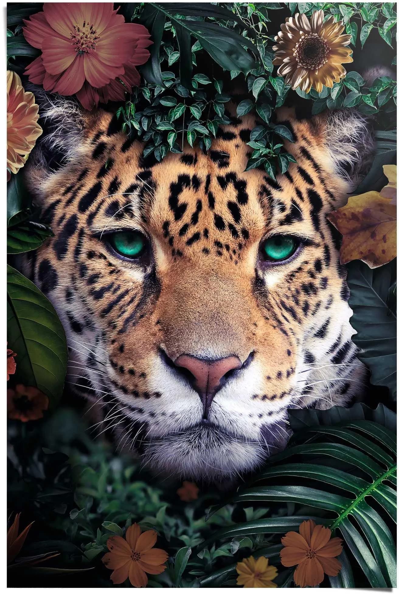 Reinders Poster Leopard Blumen Bunt Maxi 61x91,5cm
