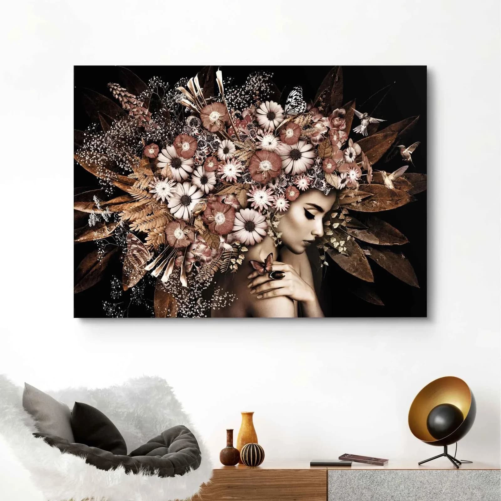 REINDERS Deco-Panel Blumenreichtum Romantik Braun Wandbild