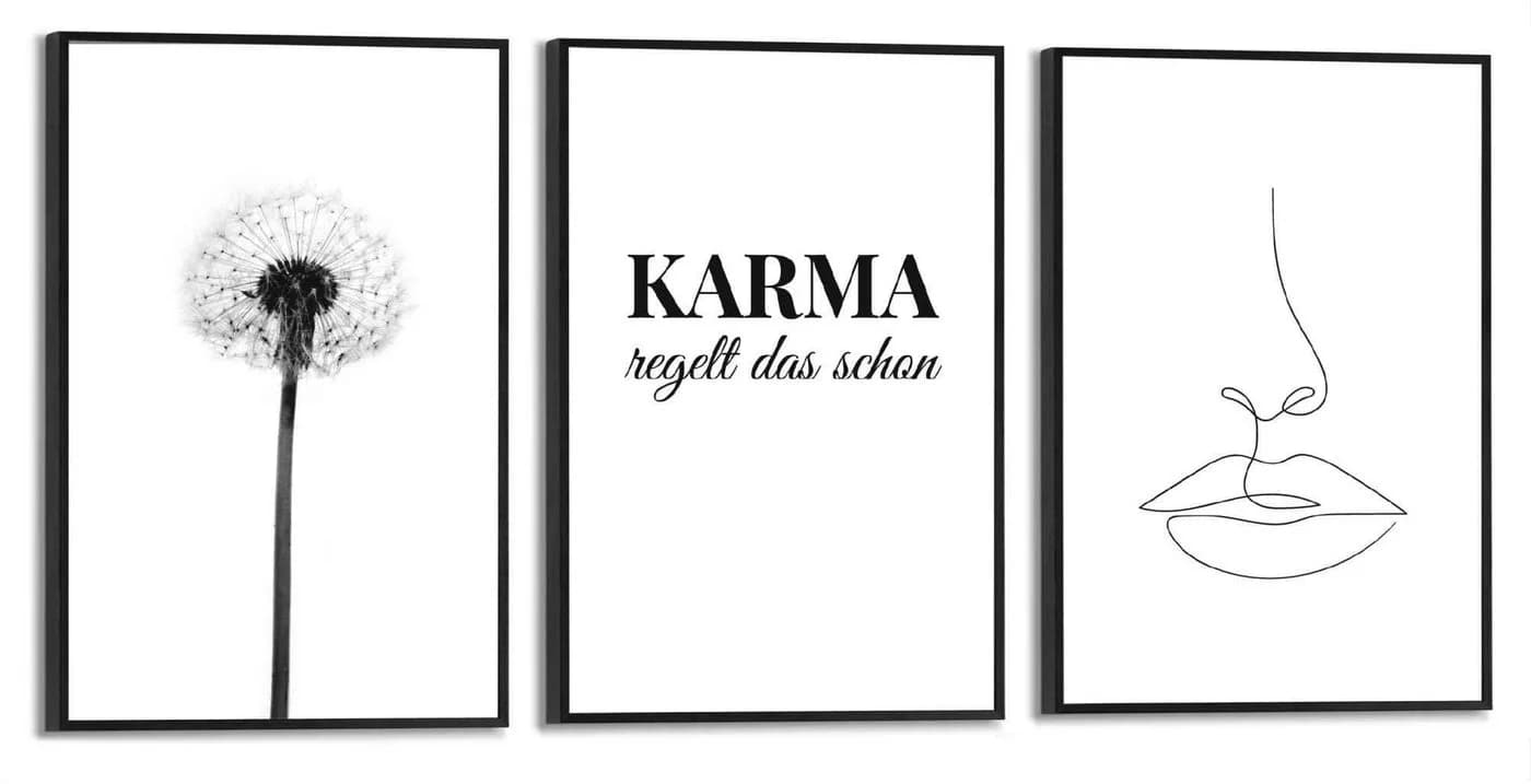 Reinders! Wandbild Pusteblume Linienzeichnung Kunst 3 St