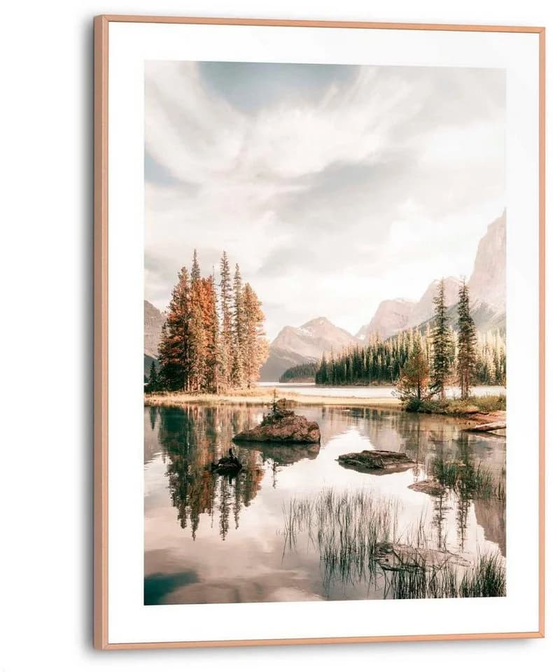 Poster REINDERS "Bergsee" Beige MDF Wanddekoration - Bild 2