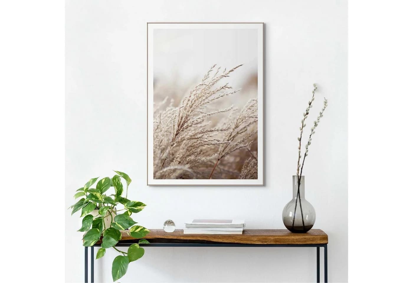 REINDERS Kunstdruck Gras Beige MDF Wanddekoration