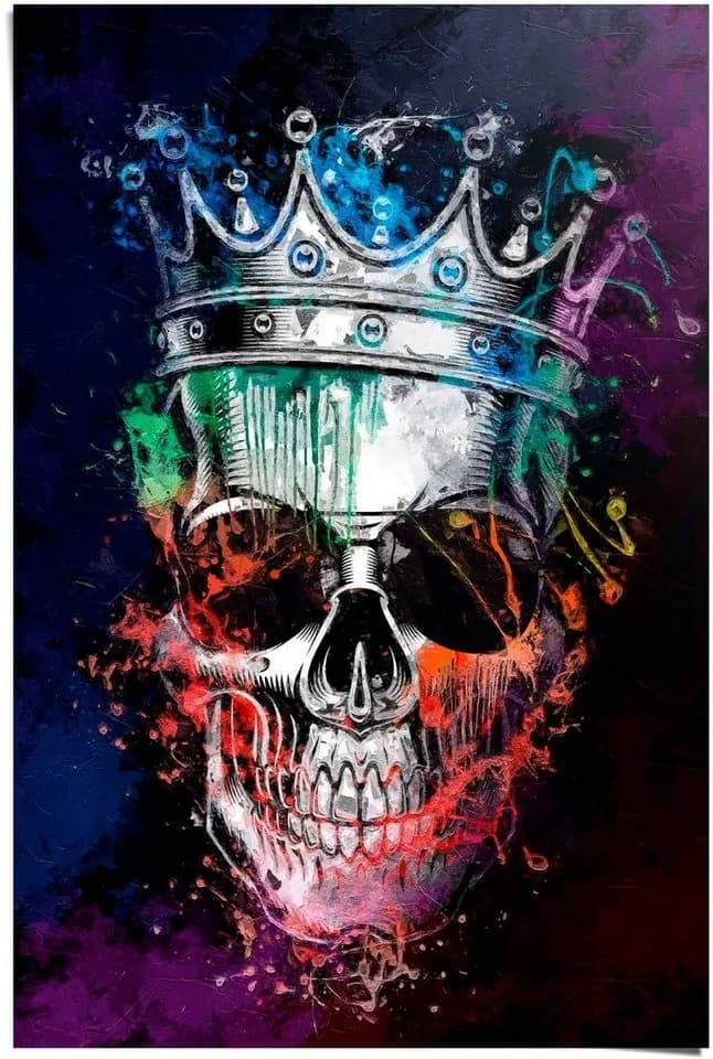 Reinders Graffity Totenkopf Poster Schwarz Maxi Format - Bild 2