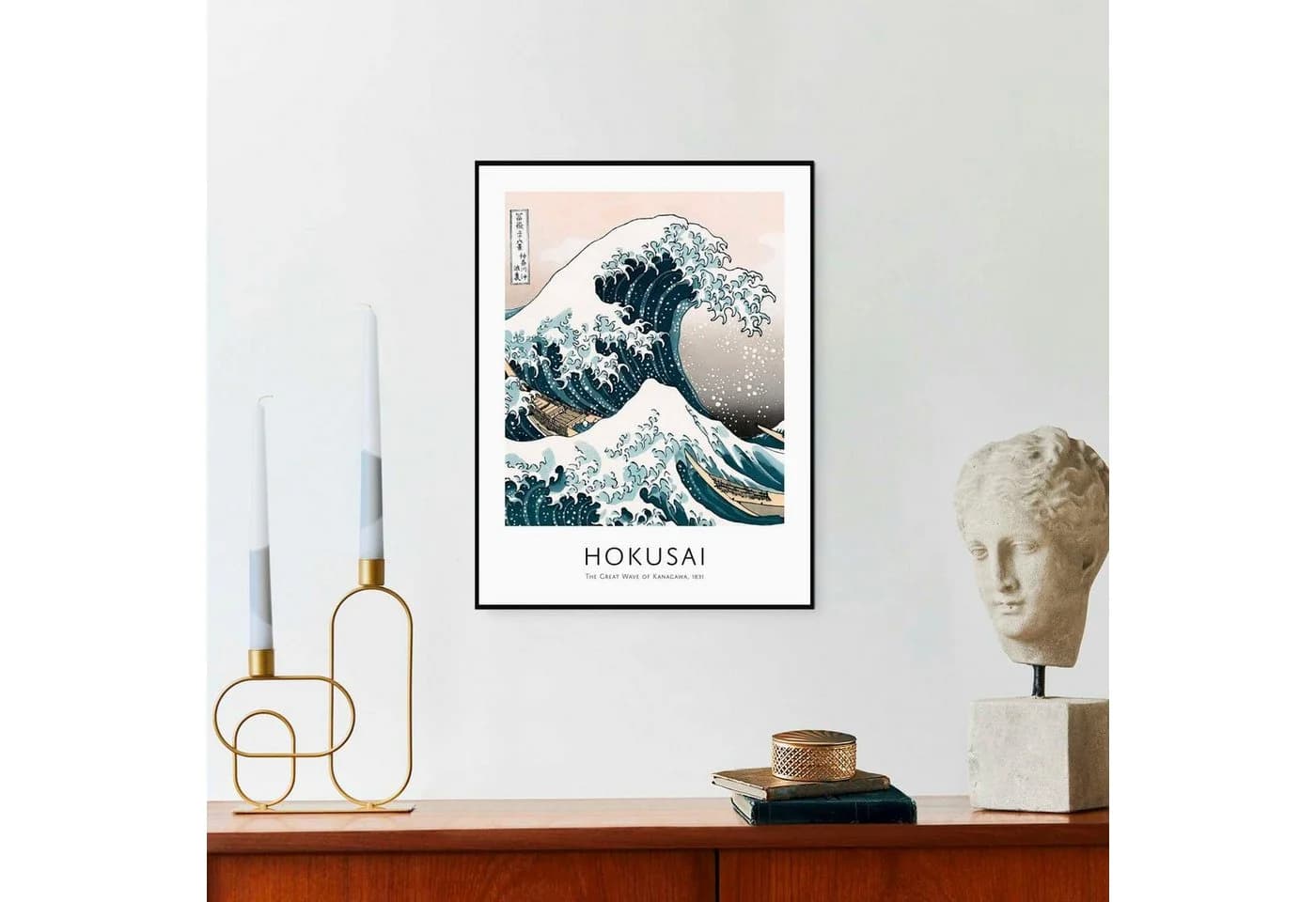 REINDERS Bild mit Rahmen Die große Welle - Hokusai Blau