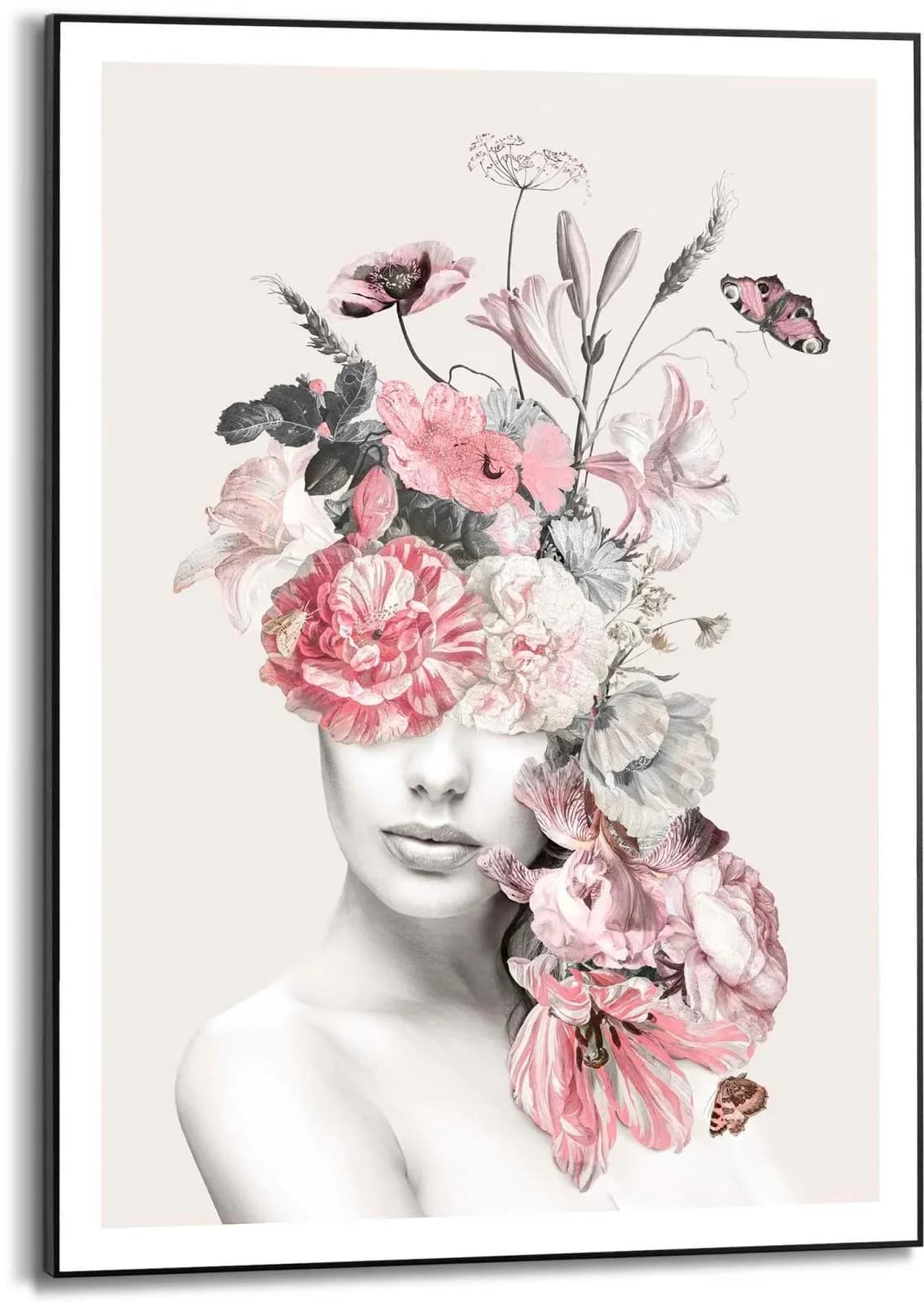 REINDERS Poster Blumenfrau Rosa Wanddekoration MDF
