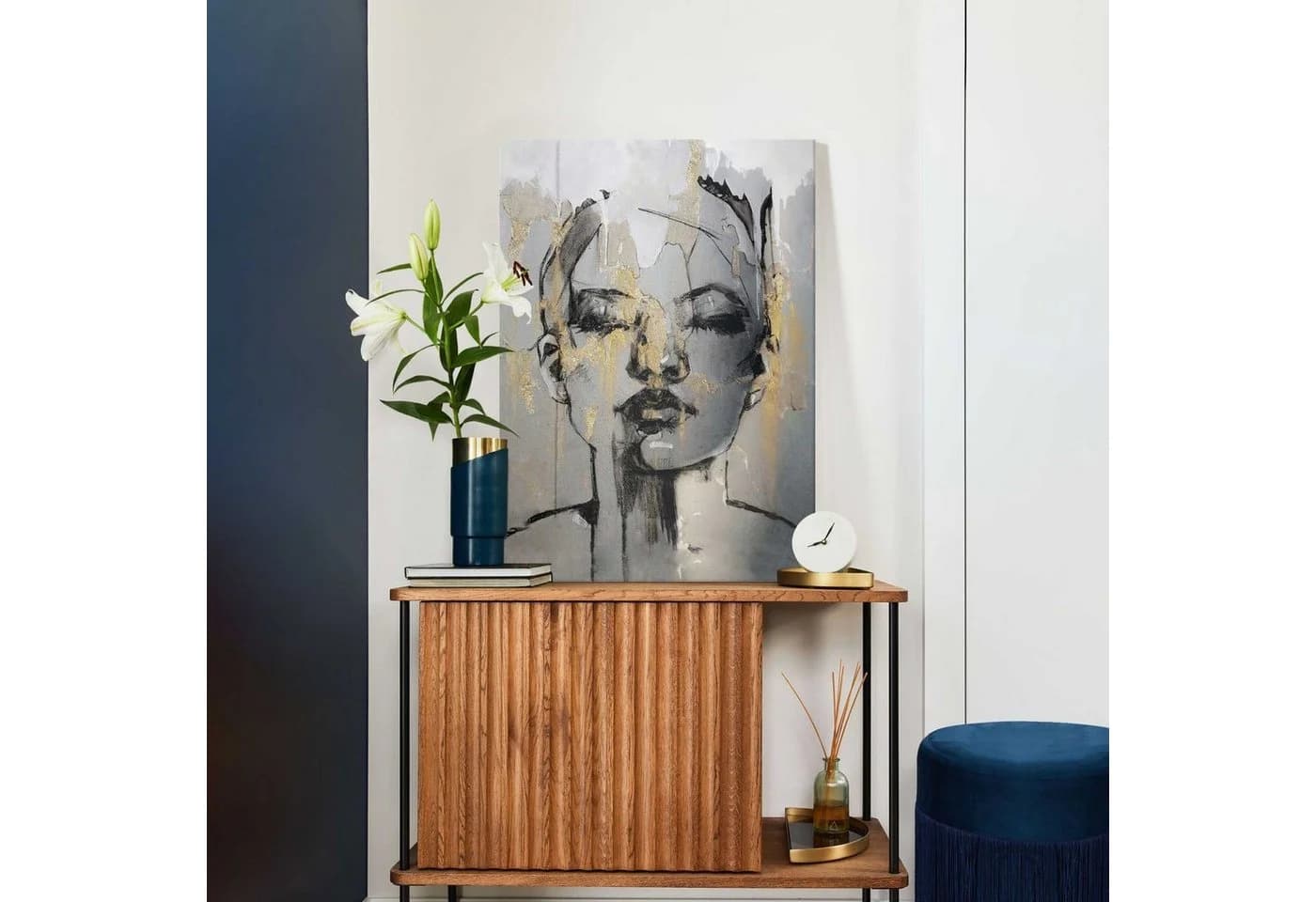 REINDERS Leinwandbild Goldenes Gesicht Gold 50x70 cm