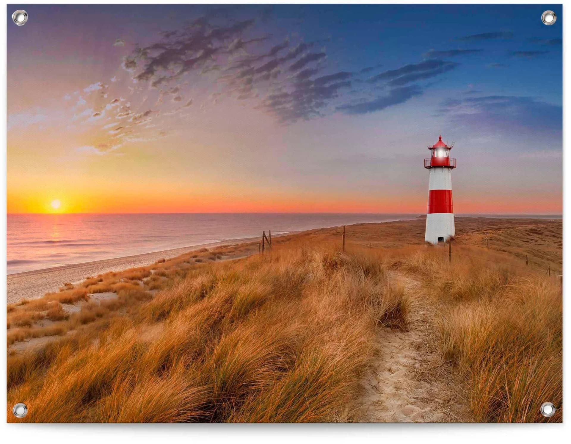 REINDERS Leuchtturm Poster Gartenposter Leinwand 80x60cm