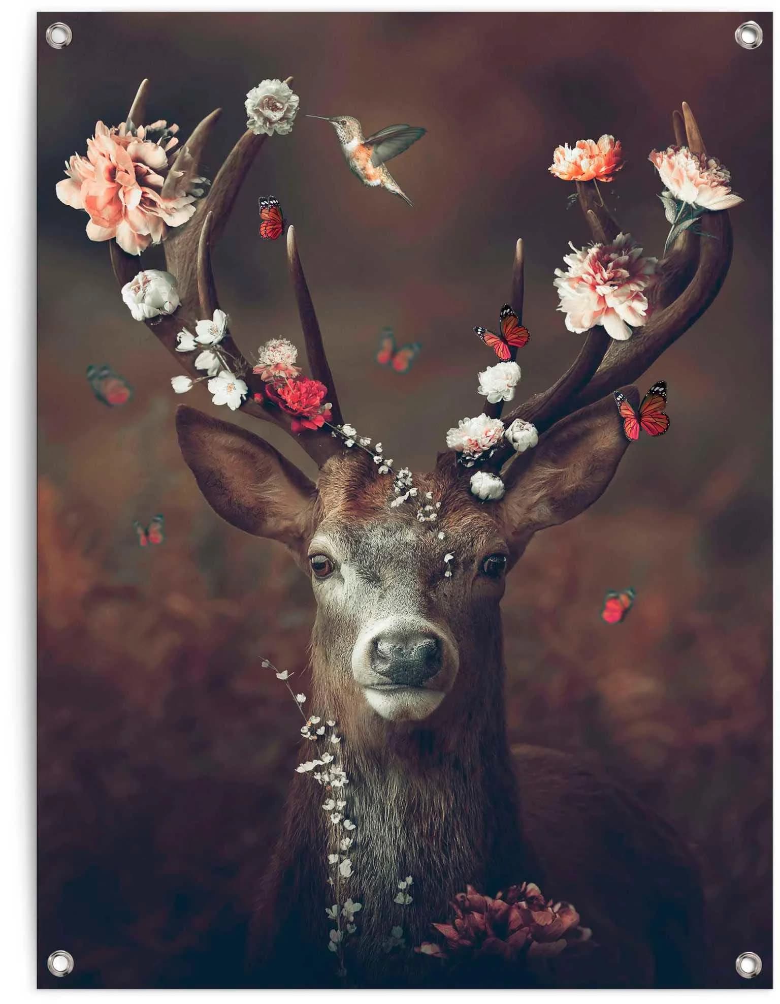 Poster REINDERS Hirsch braun 60x80cm Leinwand Gartenposter
