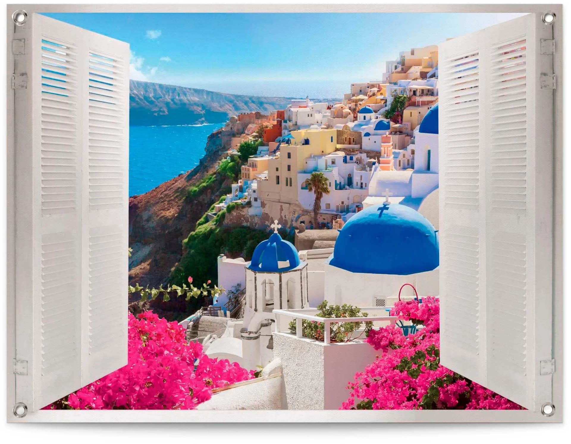 REINDERS Poster Santorini Blau Leinwand 80x60 cm