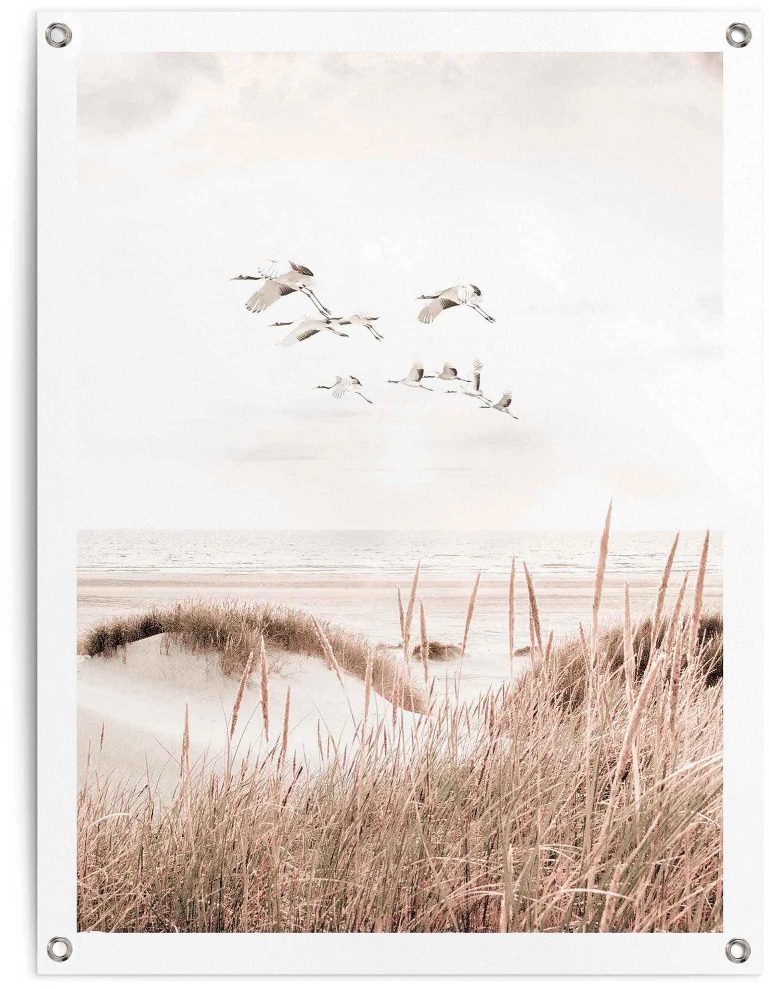 Poster REINDERS Kraniche beige 60x80cm Leinwand