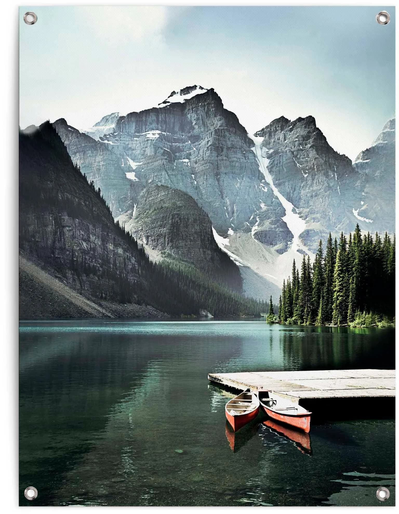 REINDERS Poster Lake Moraine Grün Leinwand 60x80 cm