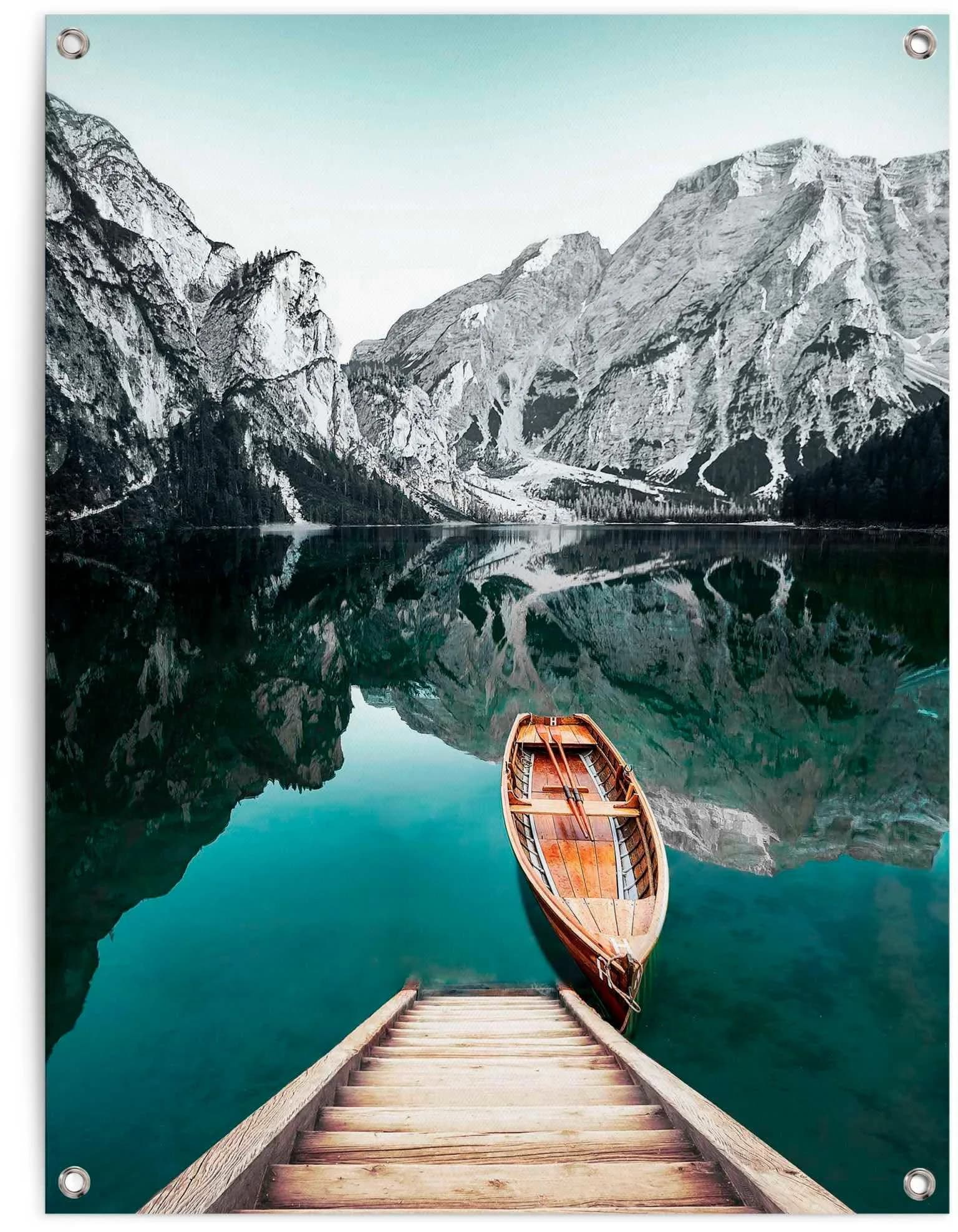 REINDERS Poster Berg See Blau Leinwand 60x80 cm