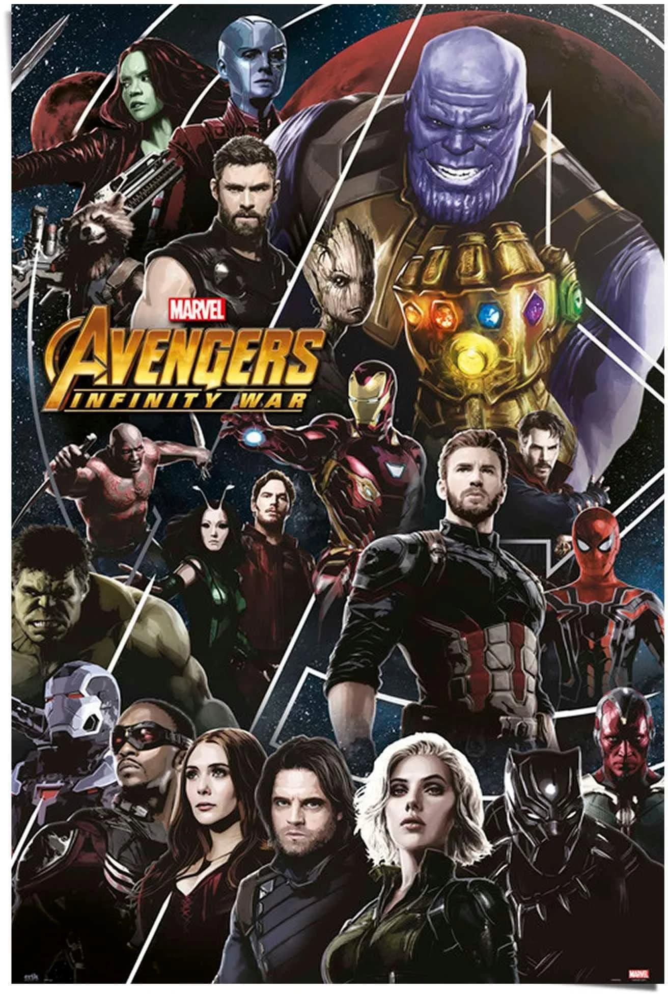 Marvel Avengers Infinity War Poster Schwarz