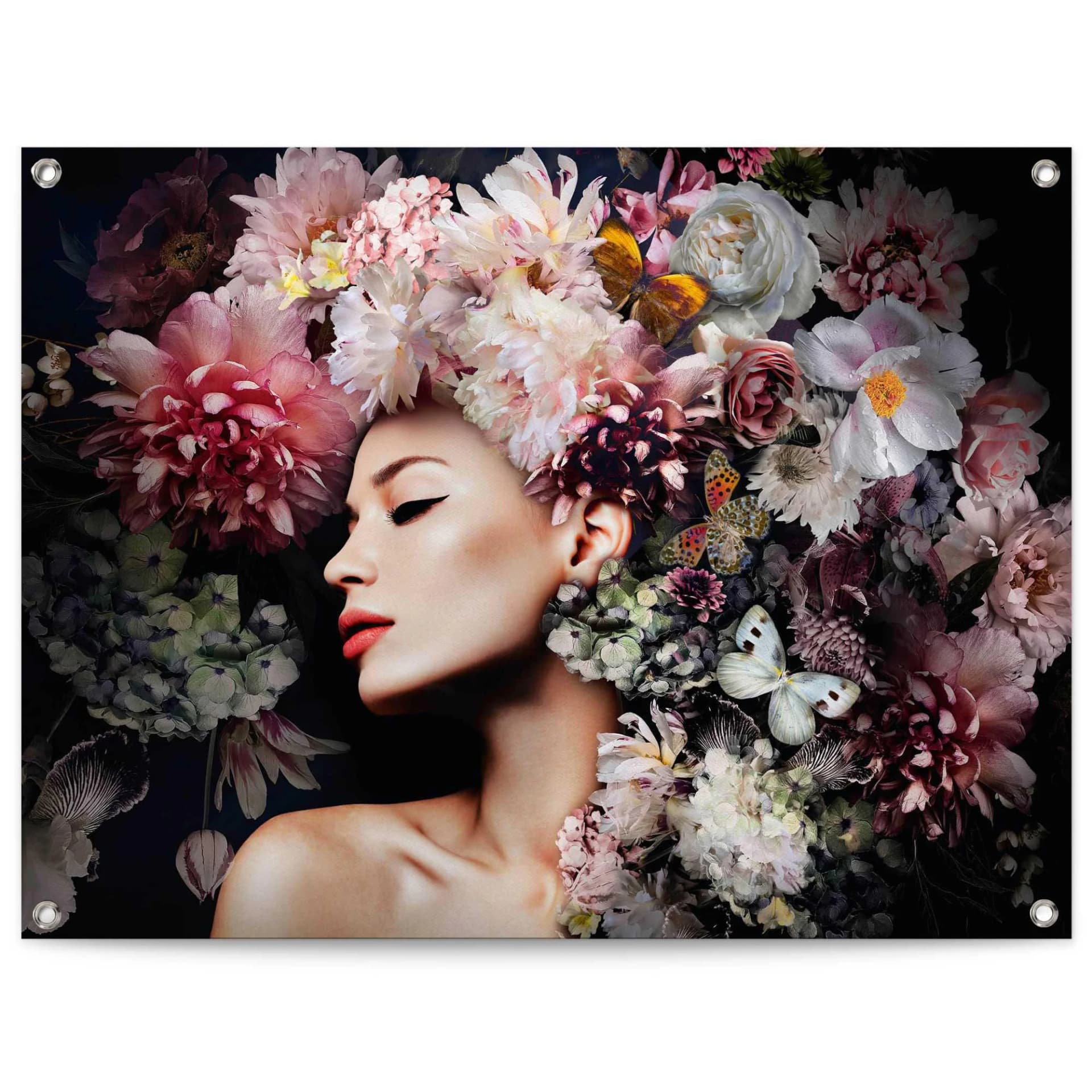 Reinders Poster Frau mit Blumenhut Rosa