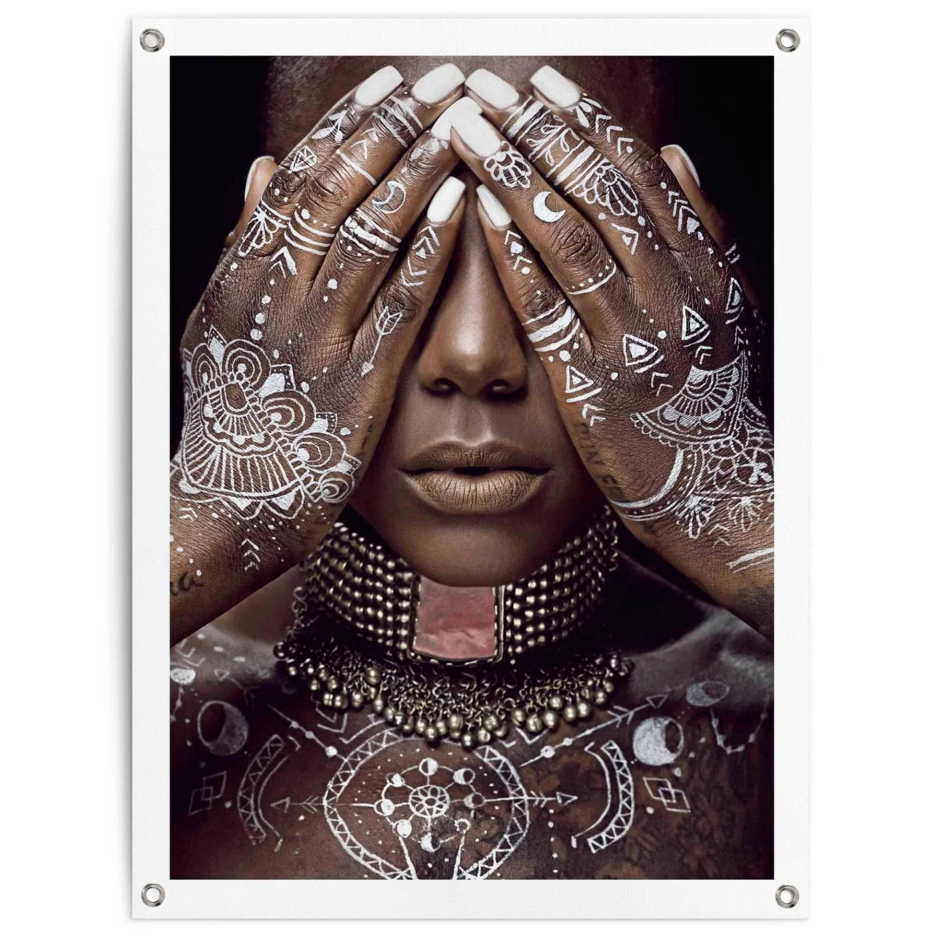 Poster Afrikanische Frau Leinwand 60x80cm Weiß Outdoor