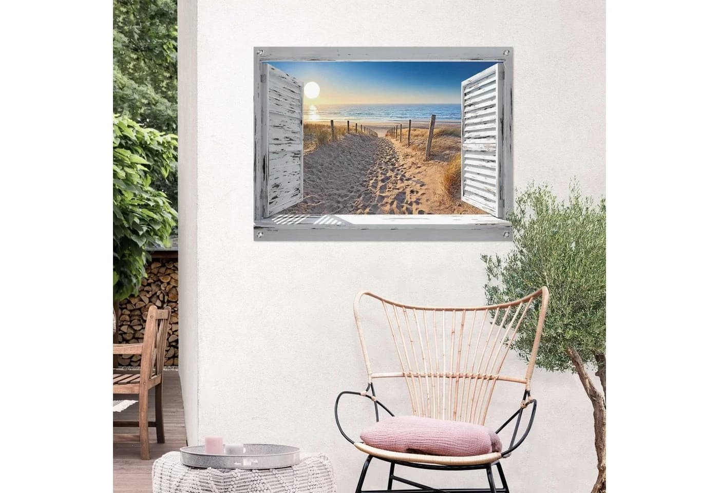 Reinders Poster Dünenpfad Beige Leinwand Outdoor