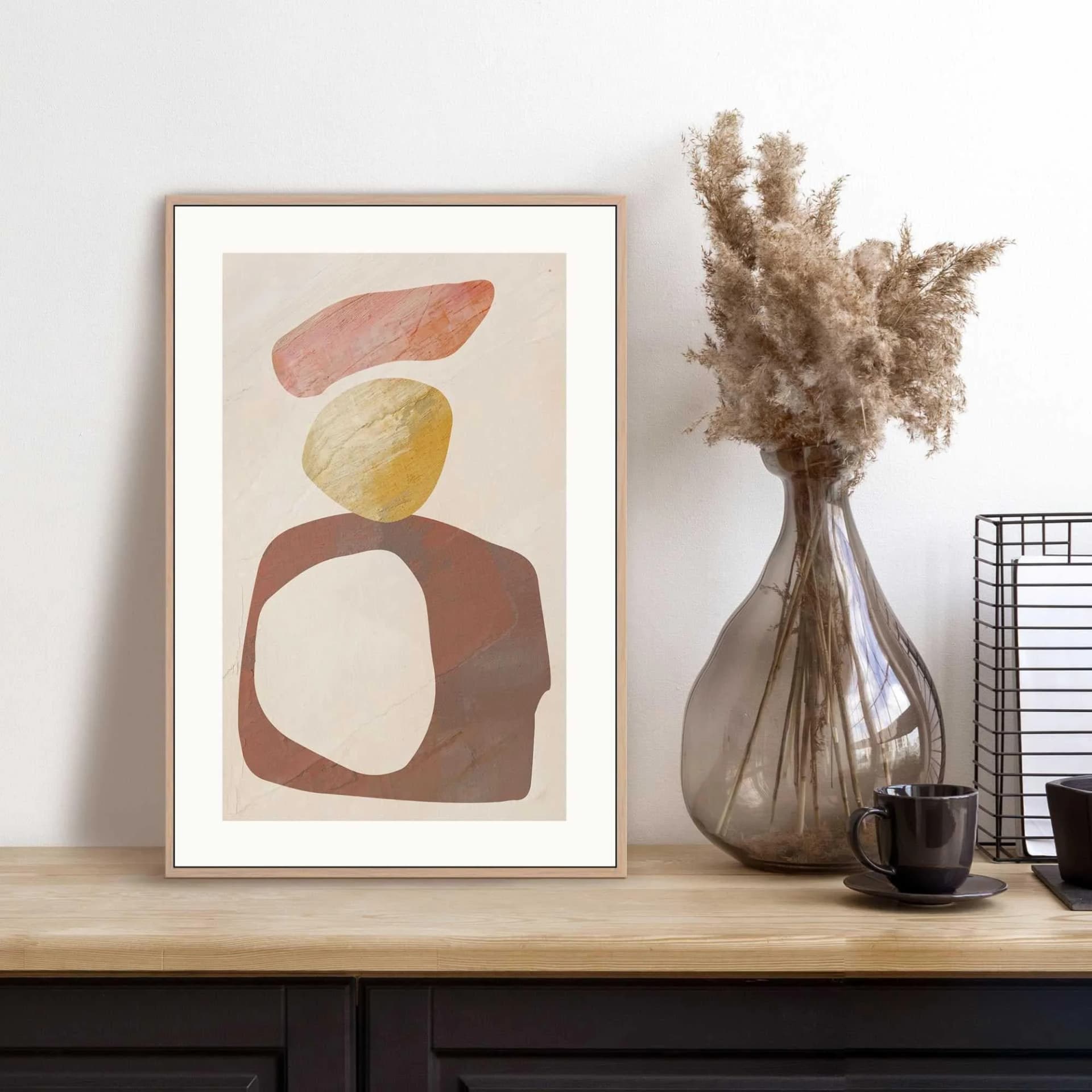 Bild mit Rahmen REINDERS Watercoloured Stones Braun