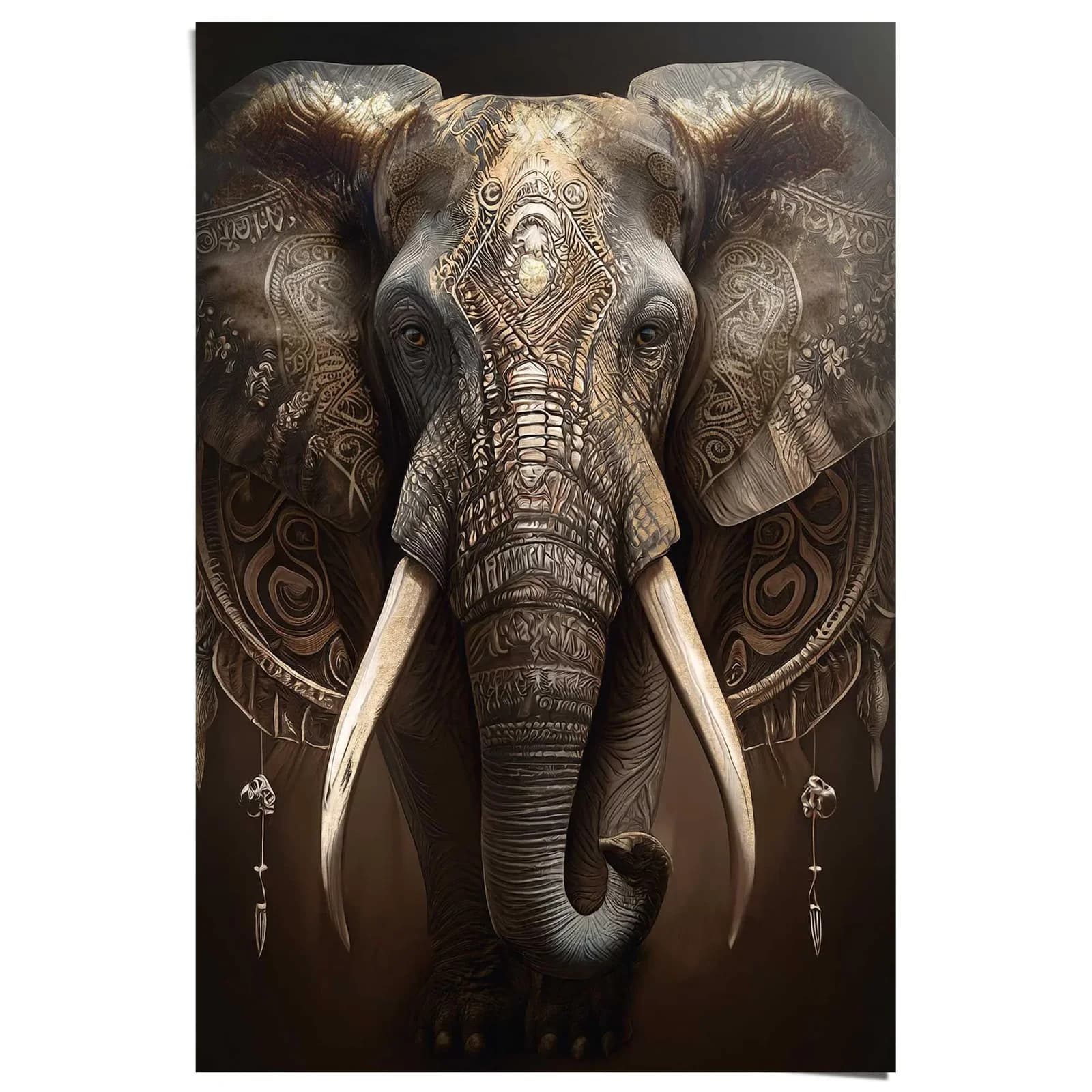 Poster REINDERS Dekorierter Elefant Braun