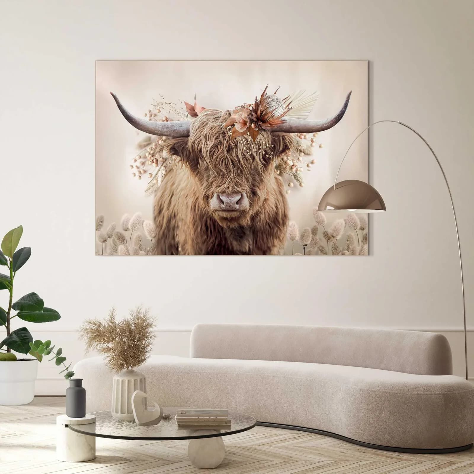 Wandbild Floral Highlander Braun