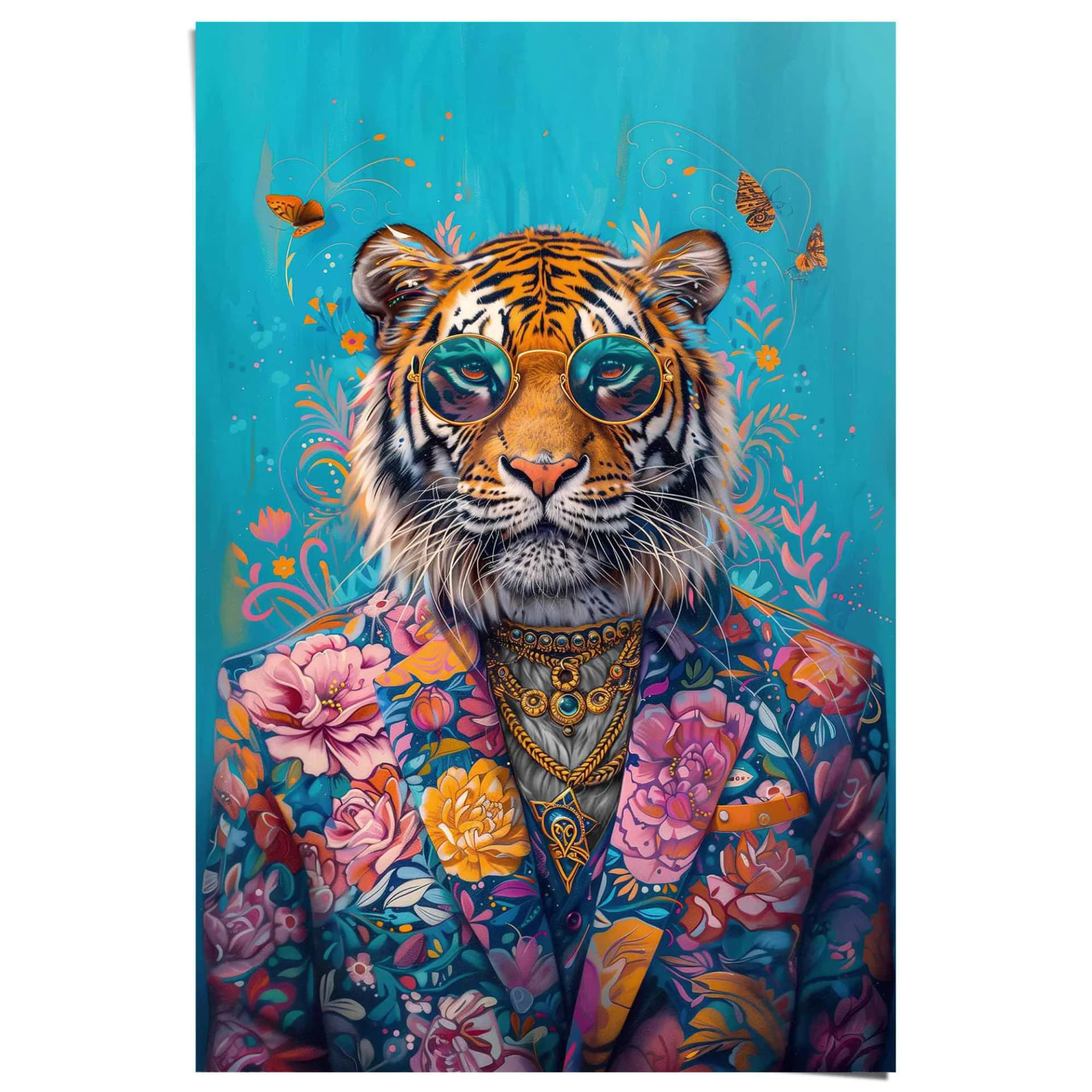 Poster REINDERS Dressed Tiger bunt 61x91,5 cm Wanddekoration