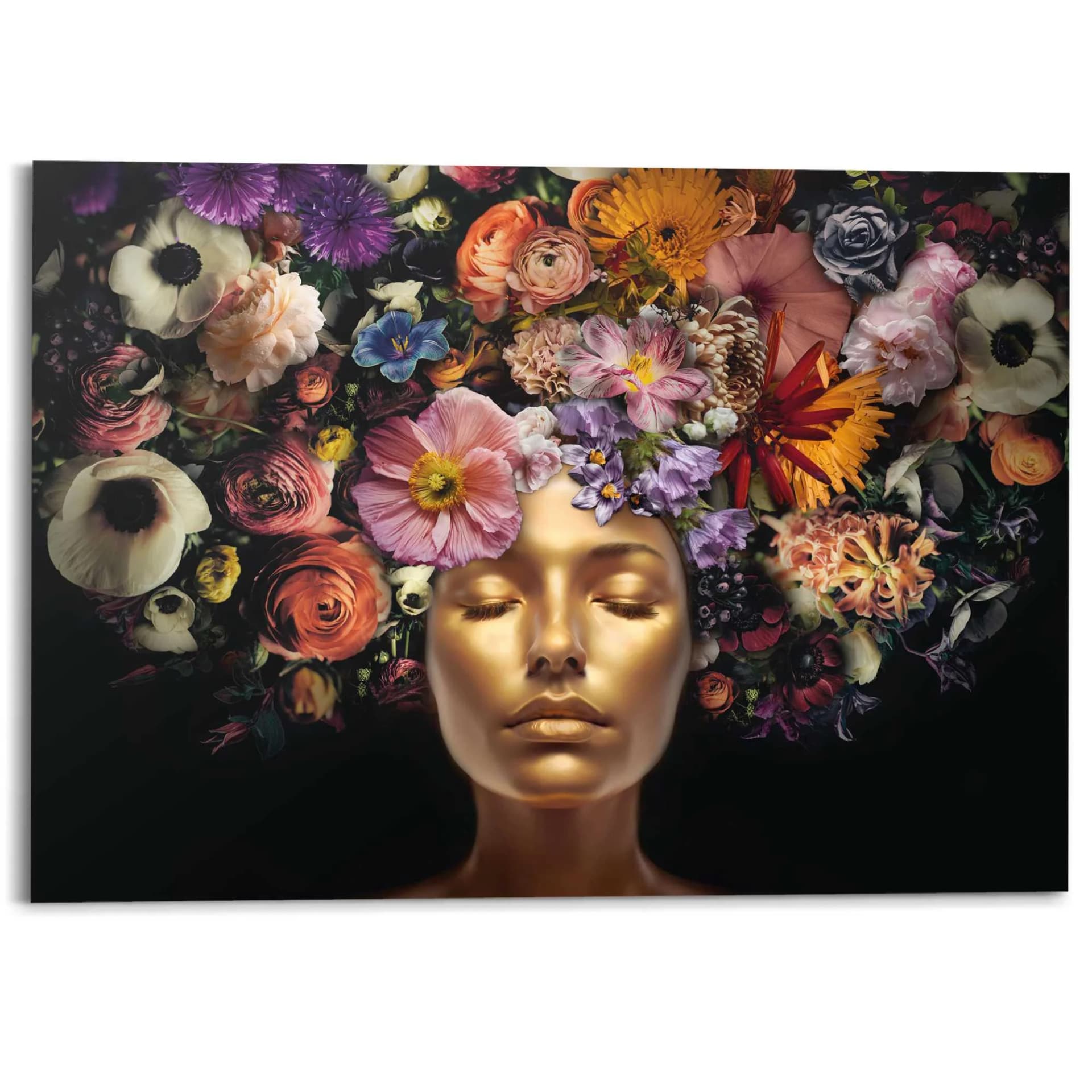 Reinders! Deco-Panel Kopf mit Blumenkopfschmuck Mehrfarbig MDF
