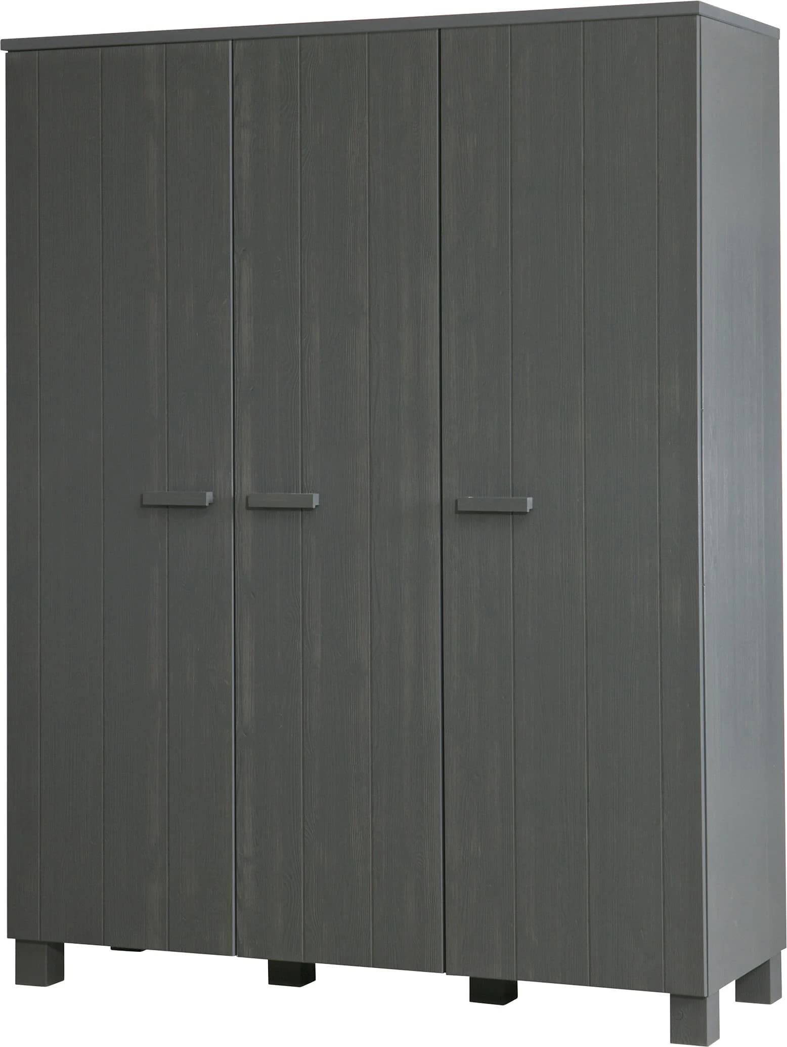 WOOOD Garderobenschrank Dennis 3-türig Grau Stahlgrau Holzwerkstoff - Bild 2
