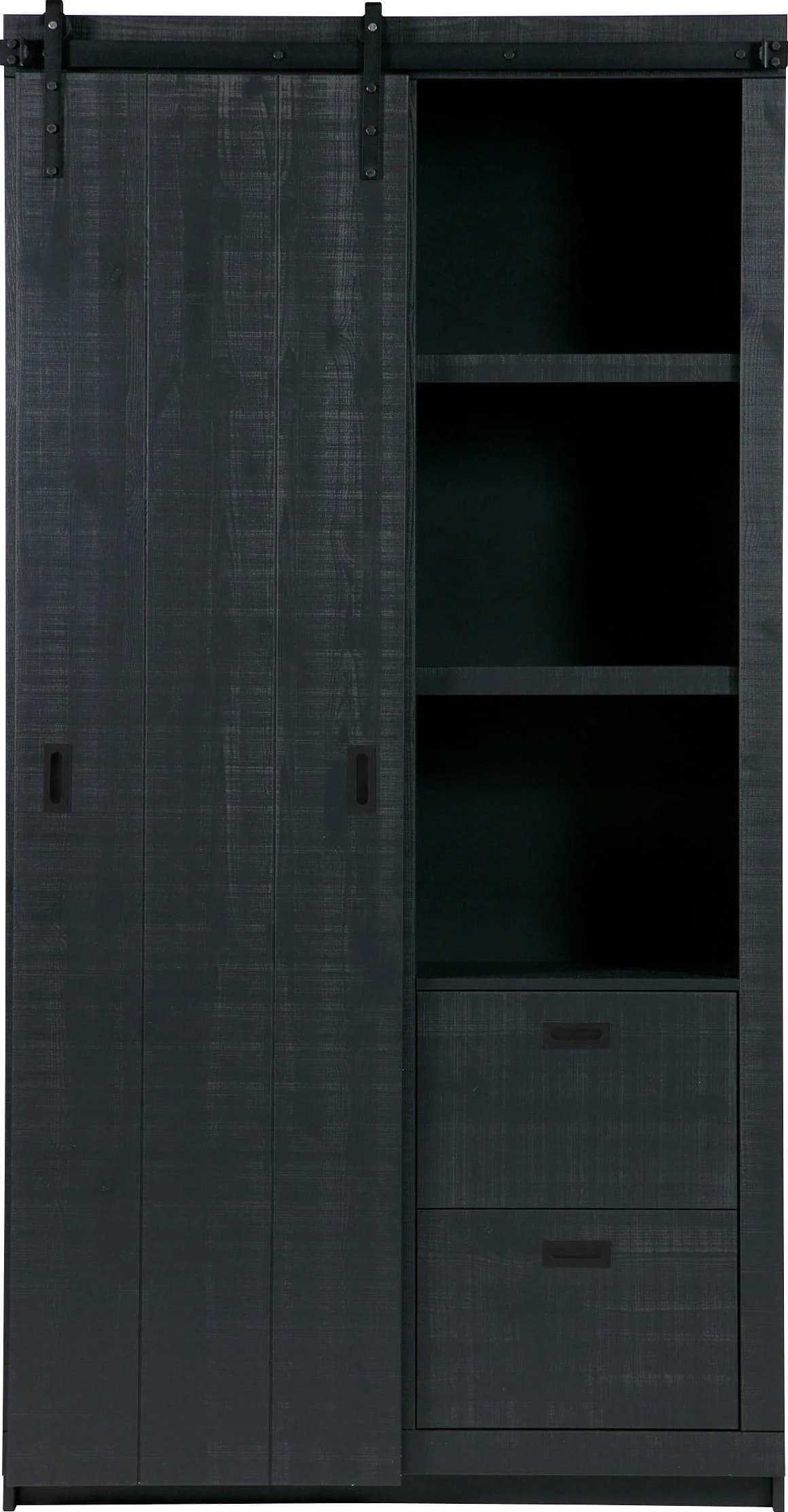 Vitrine WOOOD Slide mit Schiebetür Schwarz - Bild 2