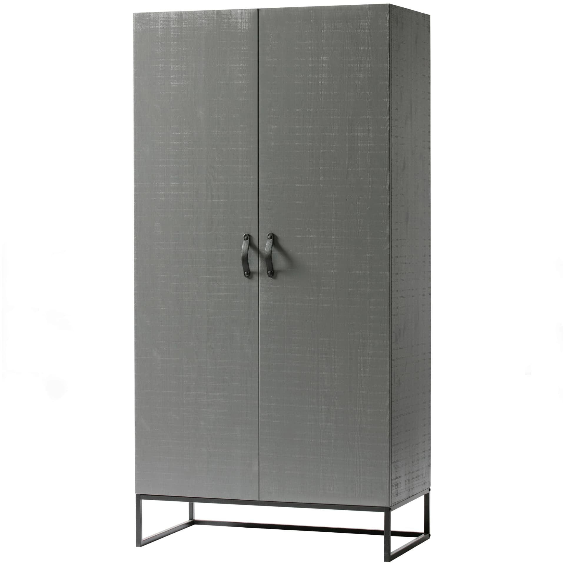 WOOOD Morris Garderobenschrank Grau Kiefer Metall