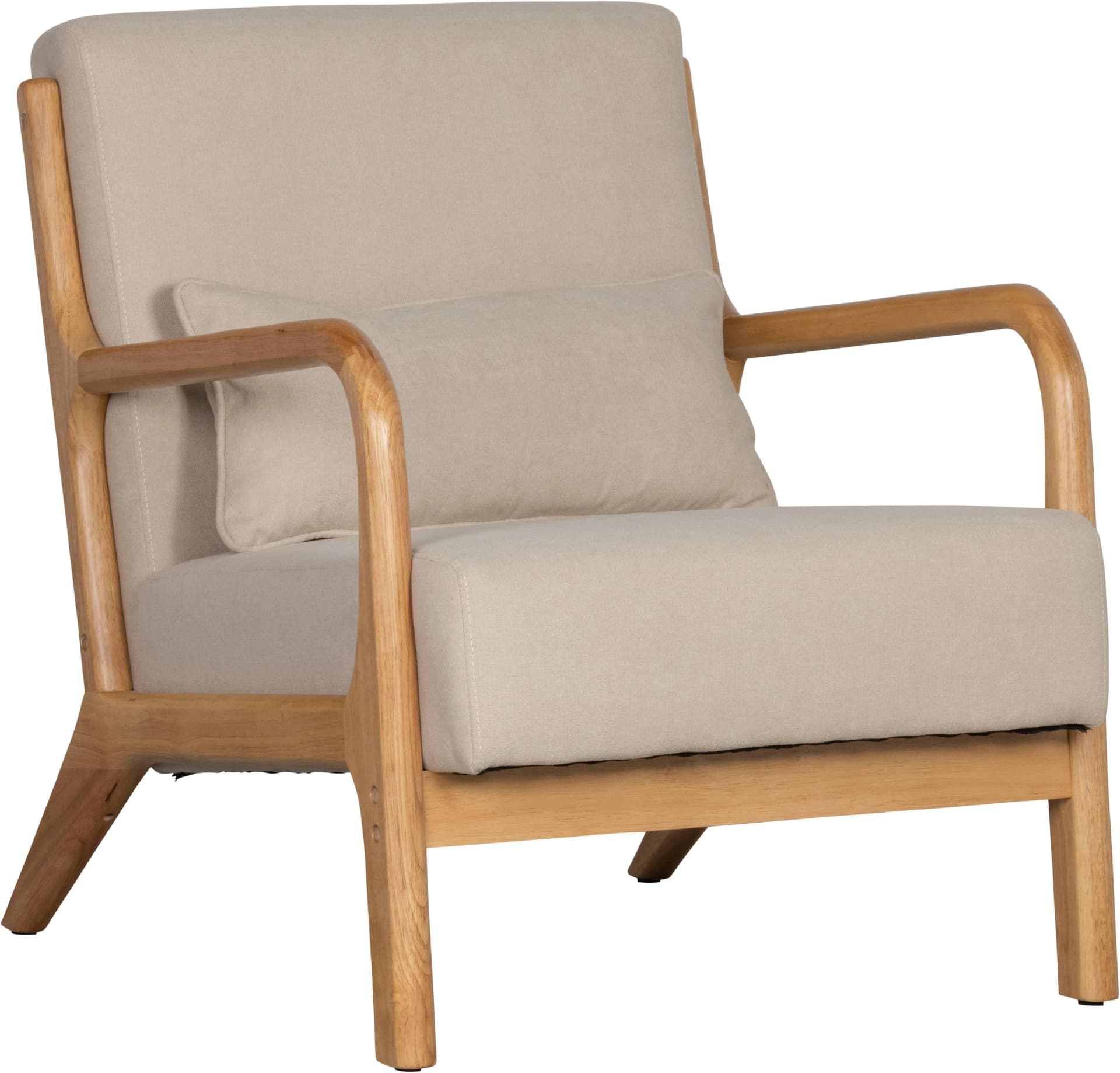 WOOOD Loungesessel Mark Natur Gummibaumholz Webstoff