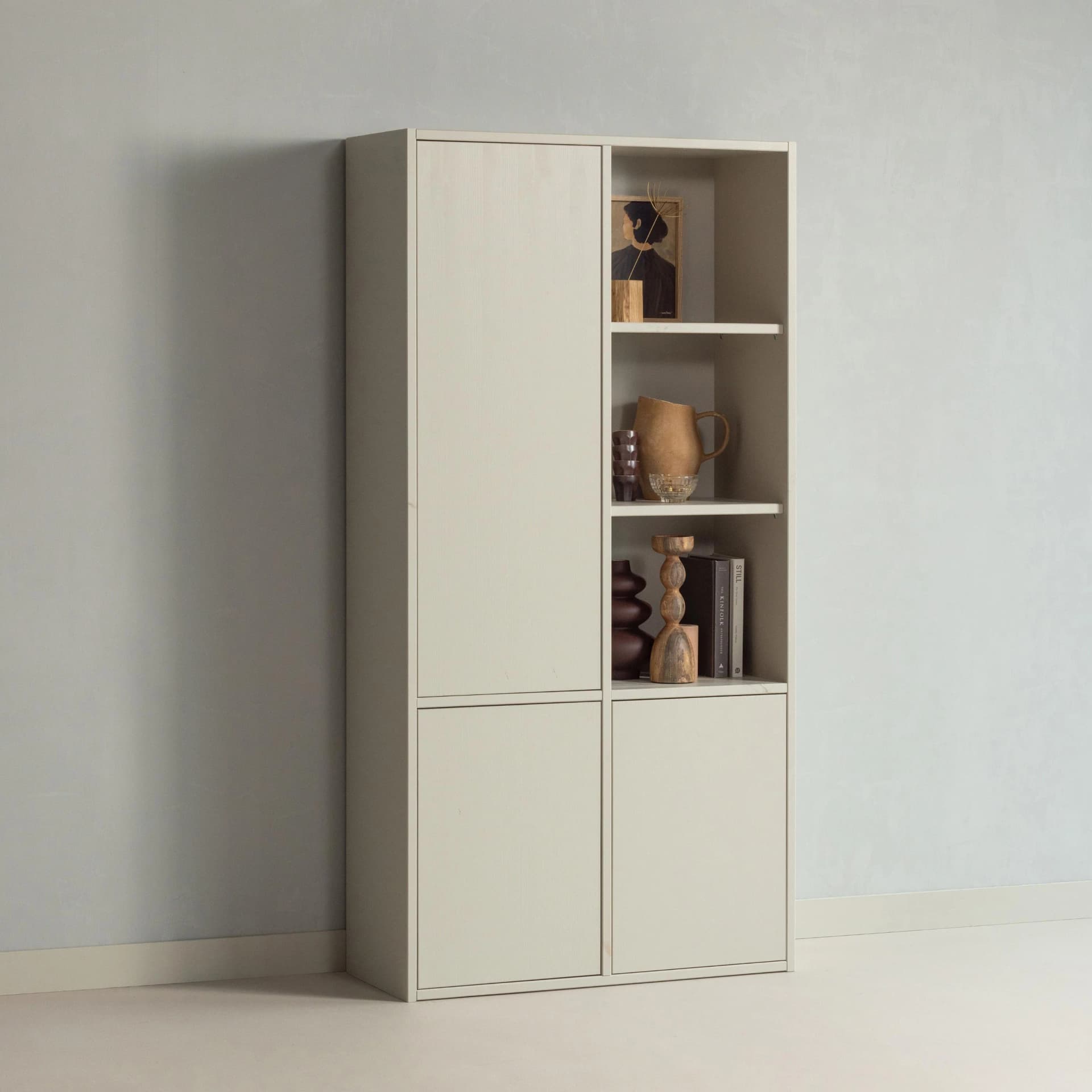 WOOOD Mehrzweckschrank Merel Aufbewahrungsschrank Kiefer FSC-grau