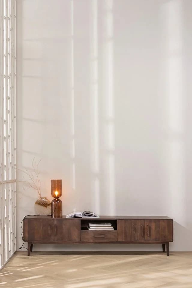 WOOOD Lowboard Liya Massivmangoholz Braun Abgerundete Ecken