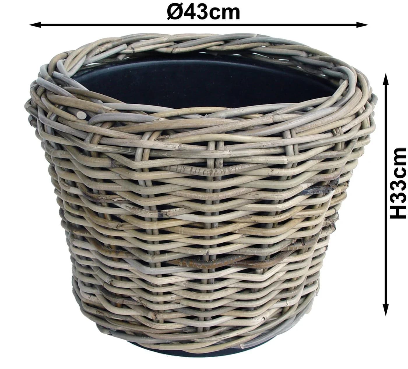 Van der Leeden Blumentopf Rattan Pflanzkorb Braun Schwarz Indoor Outdoor - Bild 5