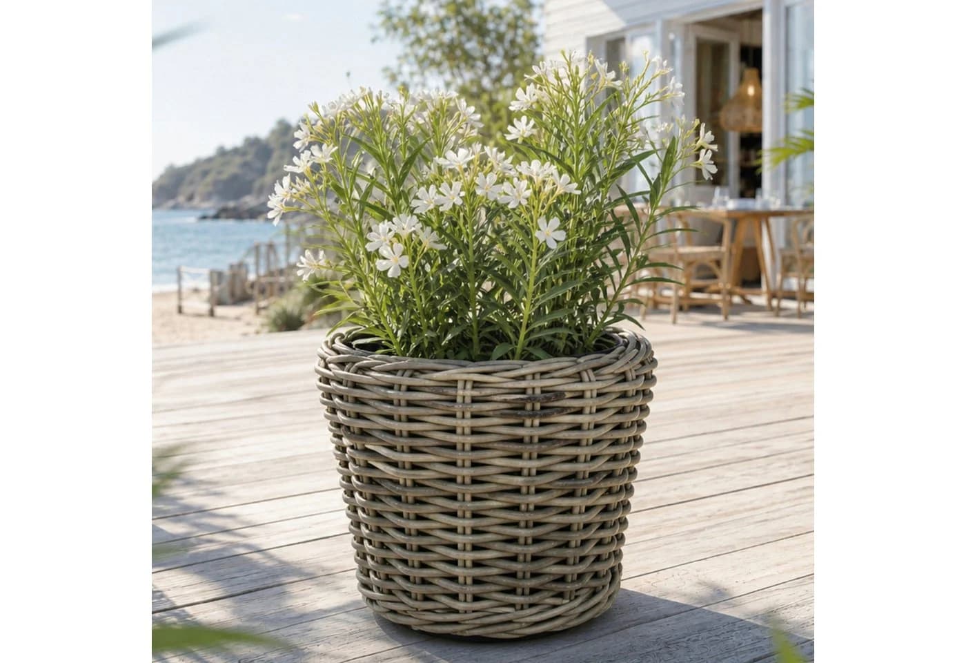 Van der Leeden Pflanzkorb Rattan Braun 12L - Bild 2