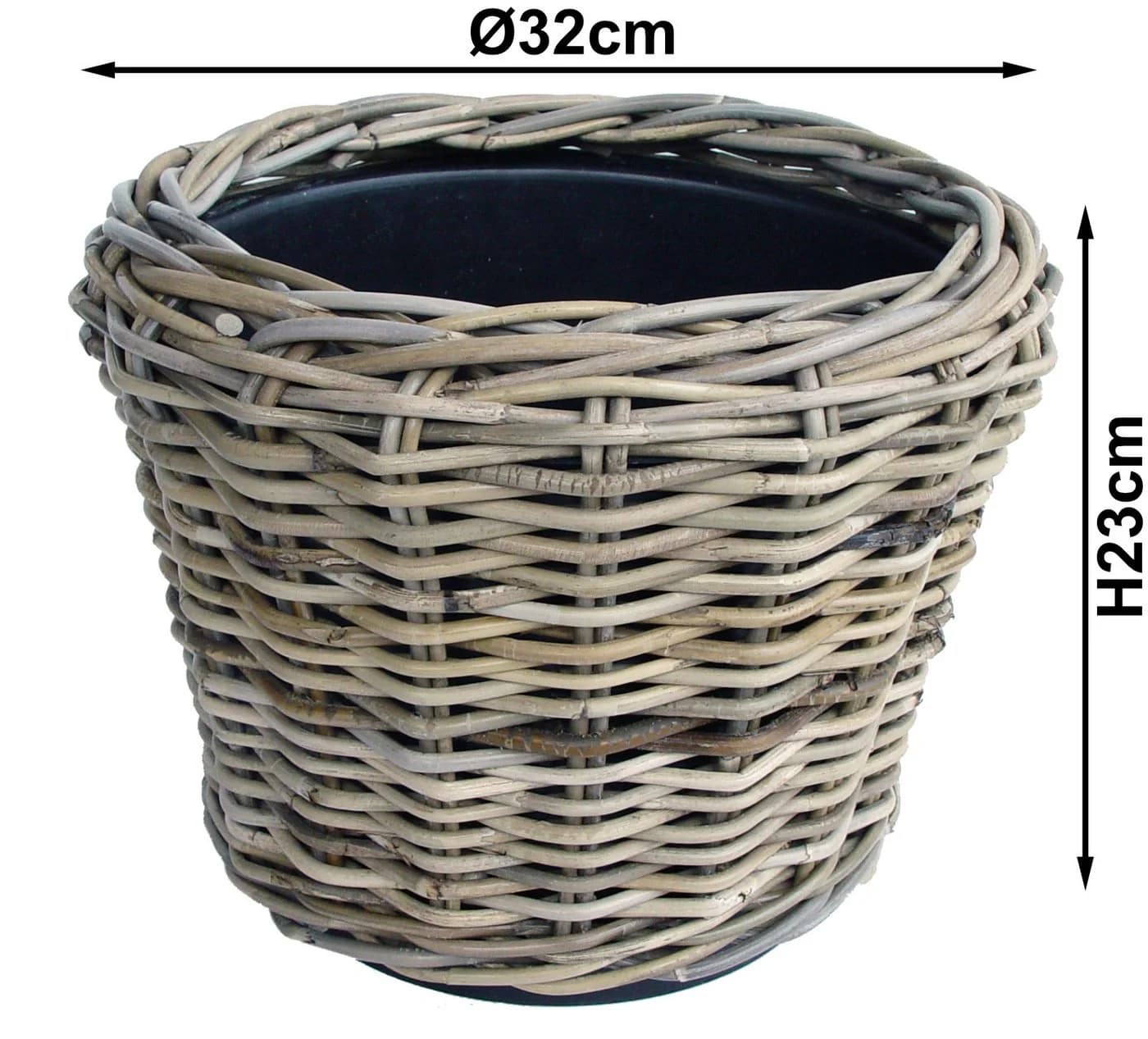 Van der Leeden Pflanzkorb Rattan Braun Schwarz Indoor Outdoor - Bild 5