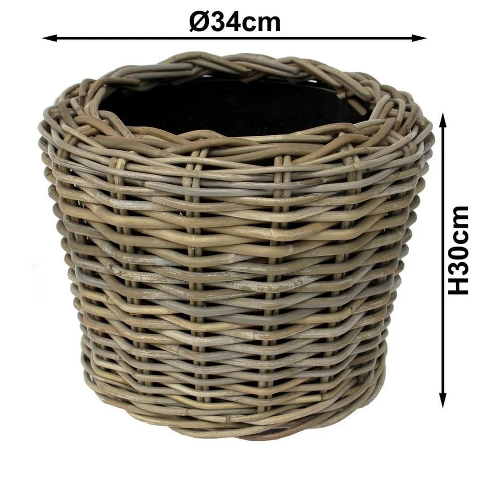 Van der Leeden Blumentopf Rattan 34x30cm mit Kunststoffeimer - Bild 4