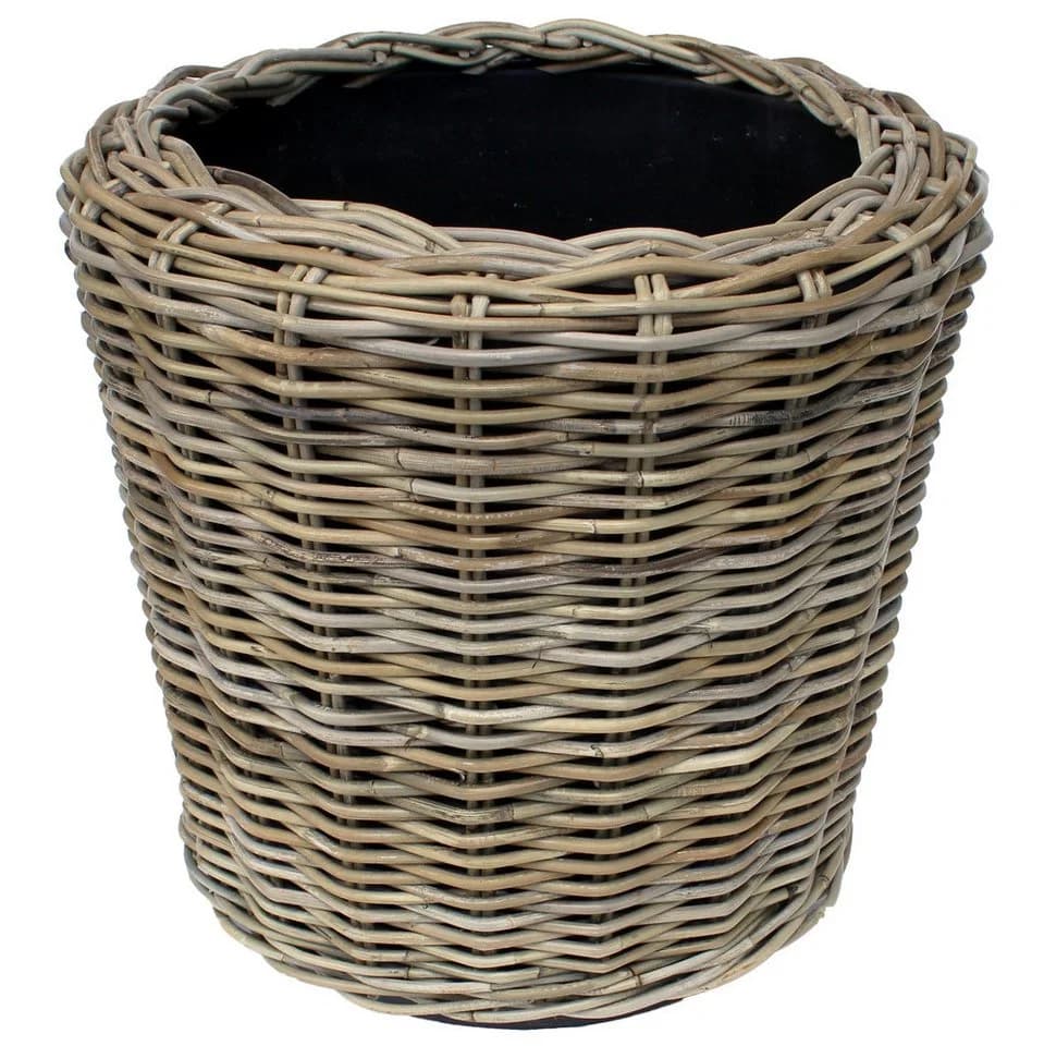 Van der Leeden Blumentopf Blumenkorb 33L Rattan Braun/Schwarz
