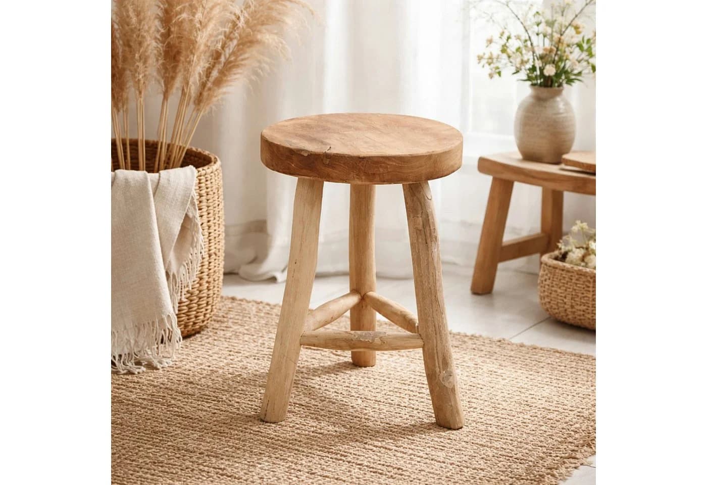 Van der Leeden Blumenhocker Teakholz Braun Handmade Unikat - Bild 2