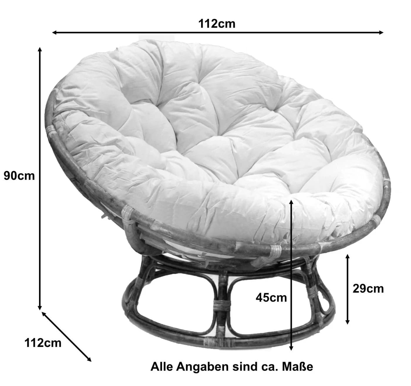 Van der Leeden Papasan Loungesessel XXL Braun mit Kissen - Bild 3