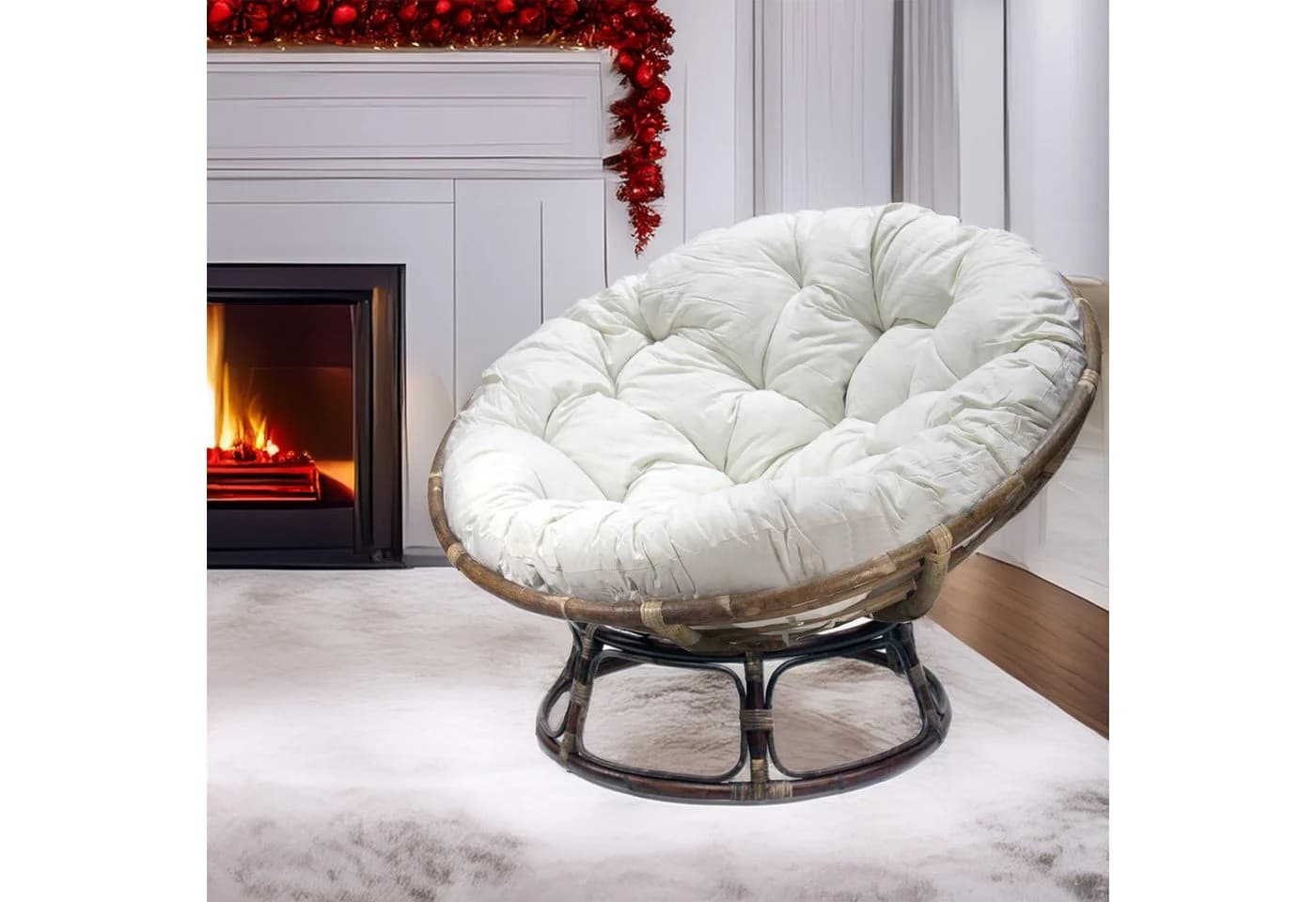 Van der Leeden Papasan Loungesessel XXL Braun mit Kissen - Bild 4