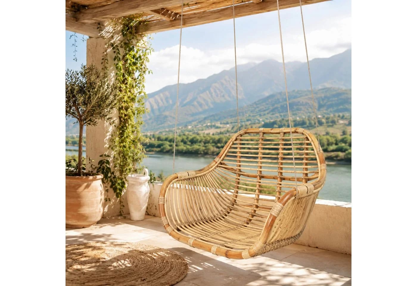 Van der Leeden Hängesessel Rattan Hellbraun mit Aufhängung - Bild 2