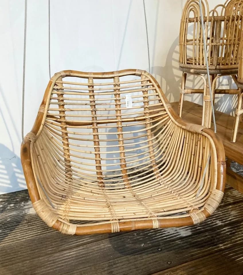 Van der Leeden Hängesessel Rattan Hellbraun mit Aufhängung - Bild 4