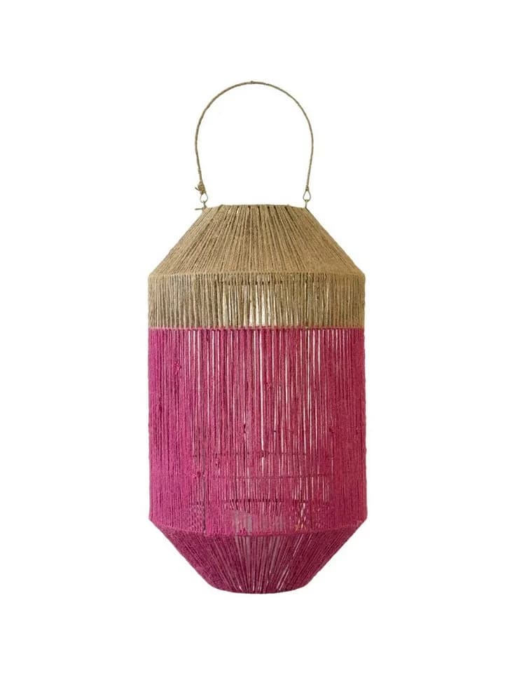 Van der Leeden Windlicht Laterne PINK Jute Natur/Fuchsia