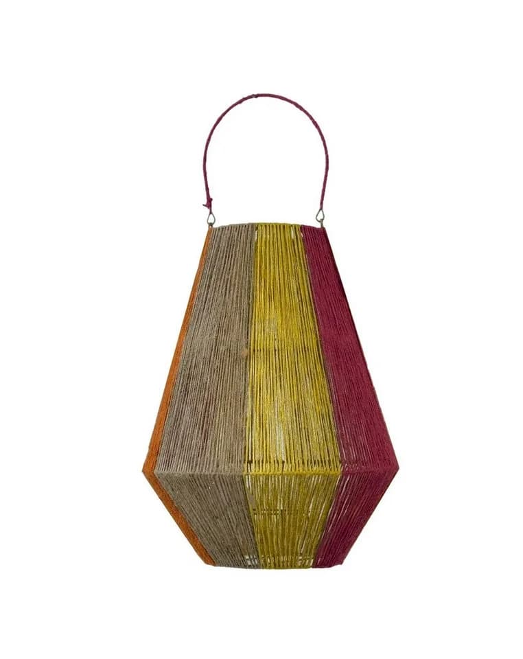 Van der Leeden Windlicht Laterne Bunt Jute Natur Gelb Orange Fuchsia