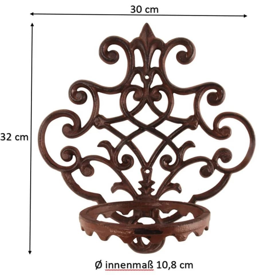 esschert design Blumentopfhalter Wandhalterung braun-patiniert Gusseisen - Bild 2