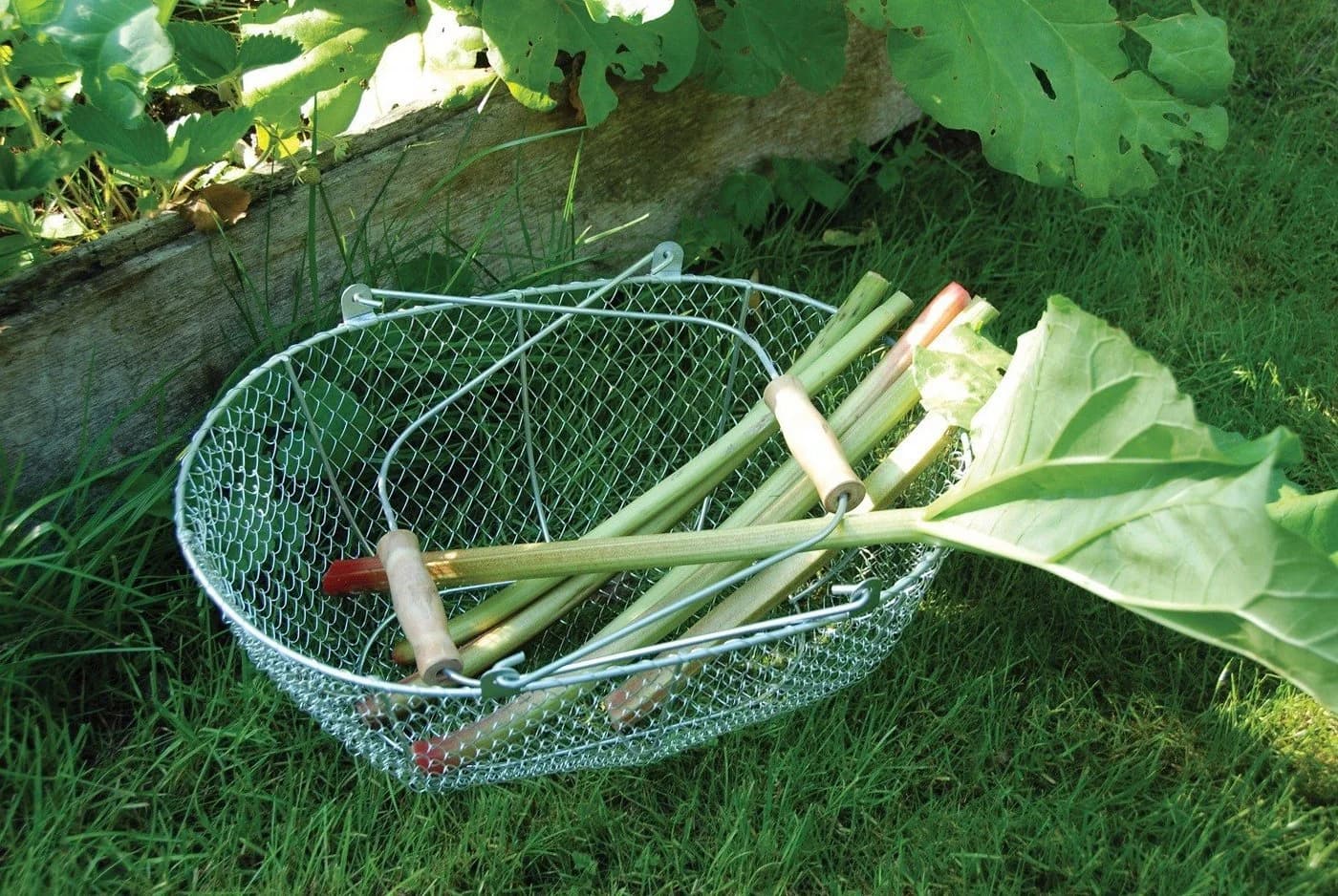 esschert design Dekokorb Drahtkorb klein mit Holzgriffen Silber/Braun